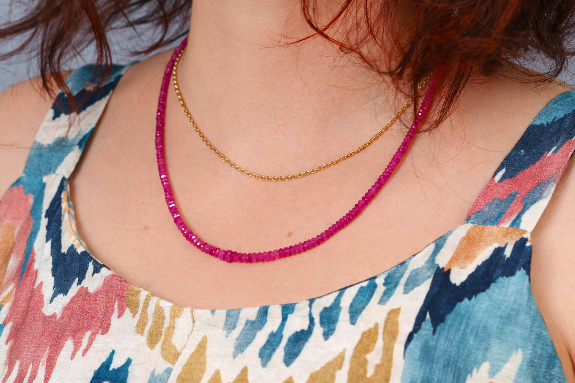 Pink Saphir Kette 925 Silber – facettiert & selten