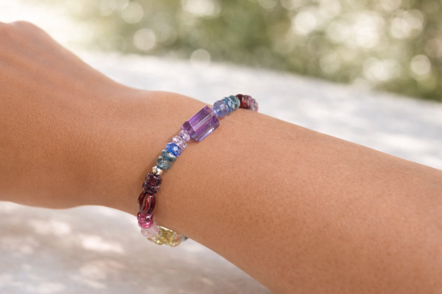 Farbintensives Edelstein Armband Multi Color – 925 Silber - elstardesign