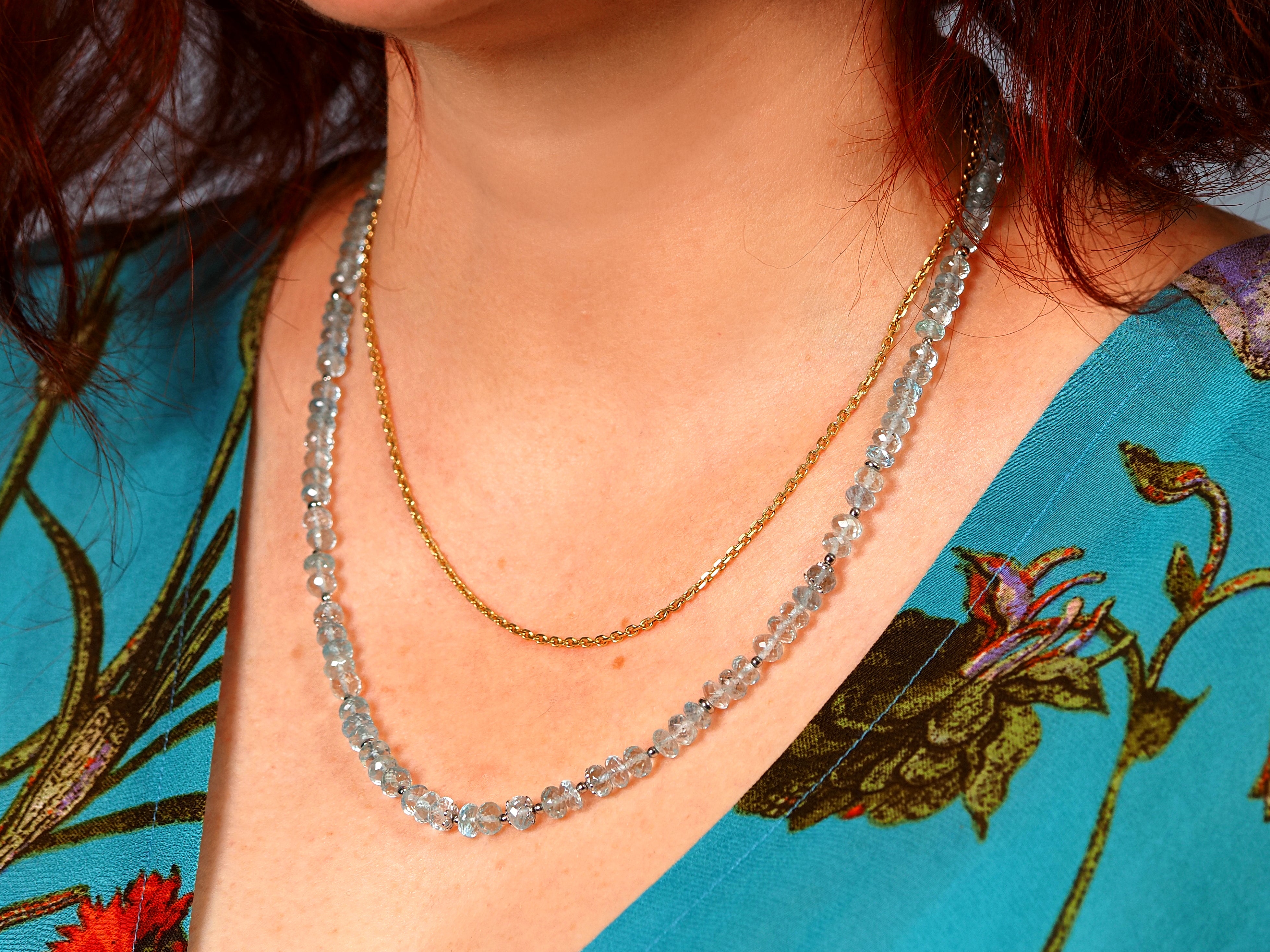 Aquamarin Kette facettiert & brillant in hellblauer Klarheit - elstardesign