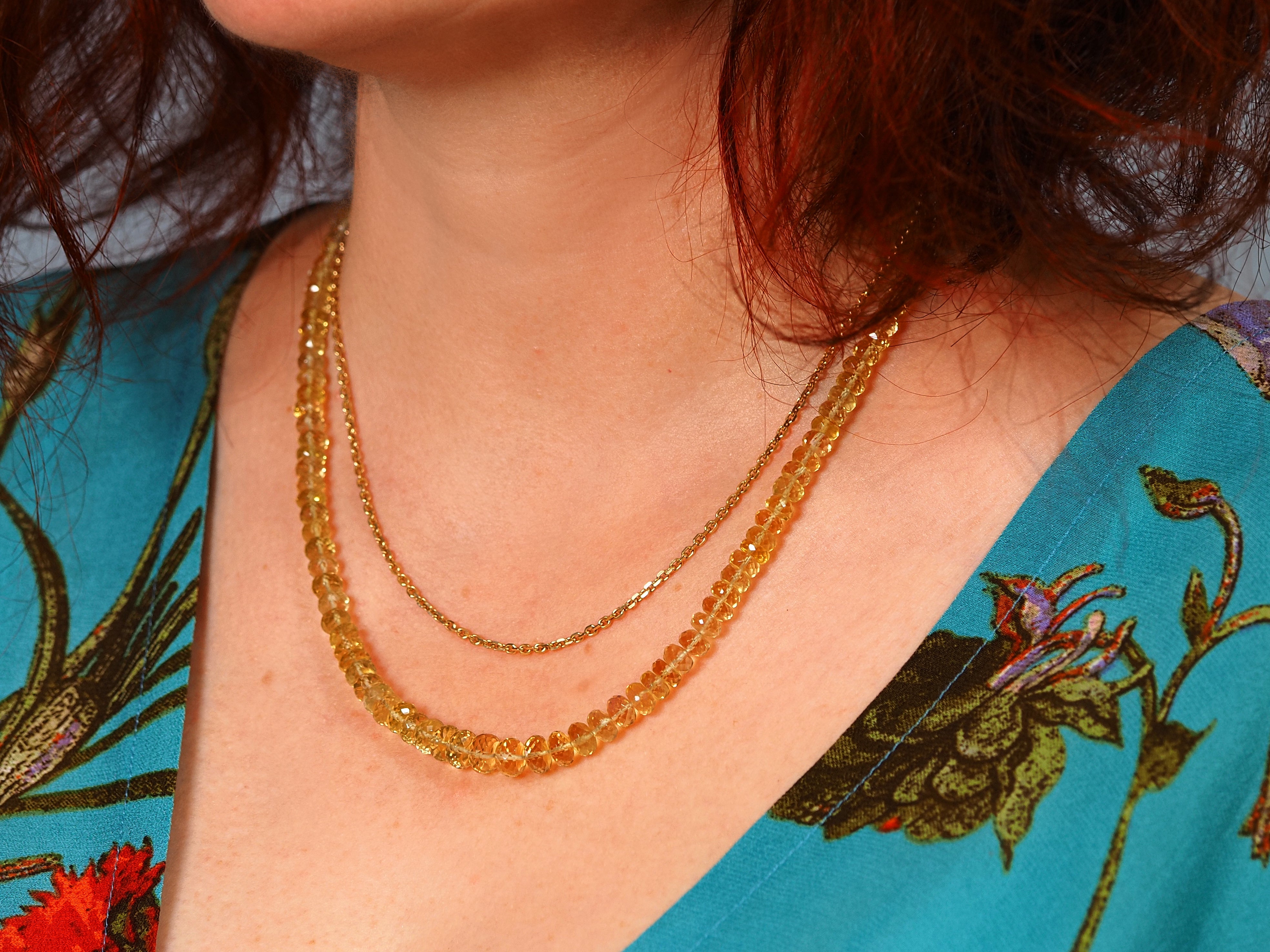 Faceted Heliodor necklace - light yellow gold beryl with elegant silver clasp