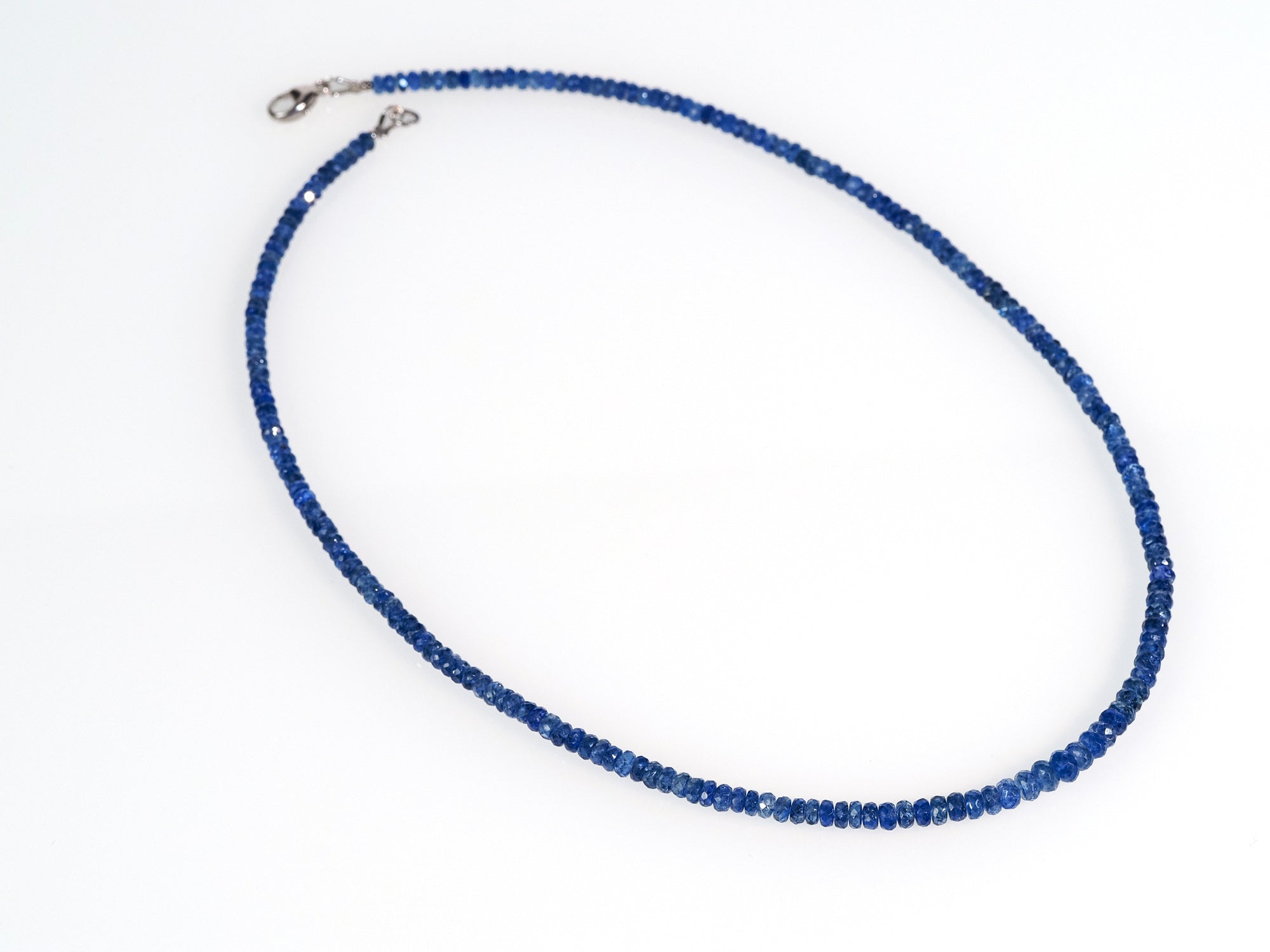 Blaue Saphir Kette facettiert Natur Edelstein Collier