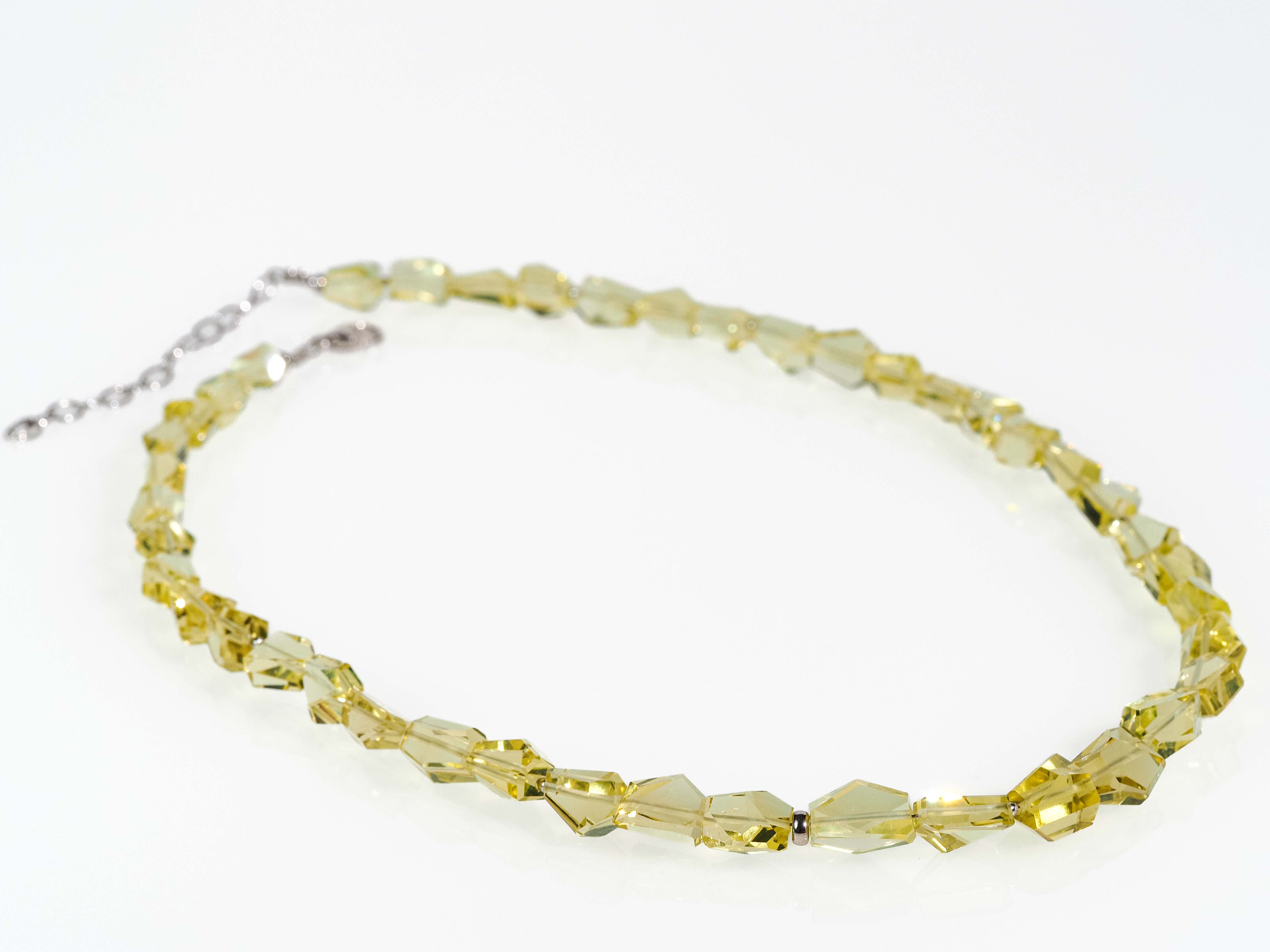 Fantastic lemon quartz necklace - faceted gemstone beads with intense sparkle
