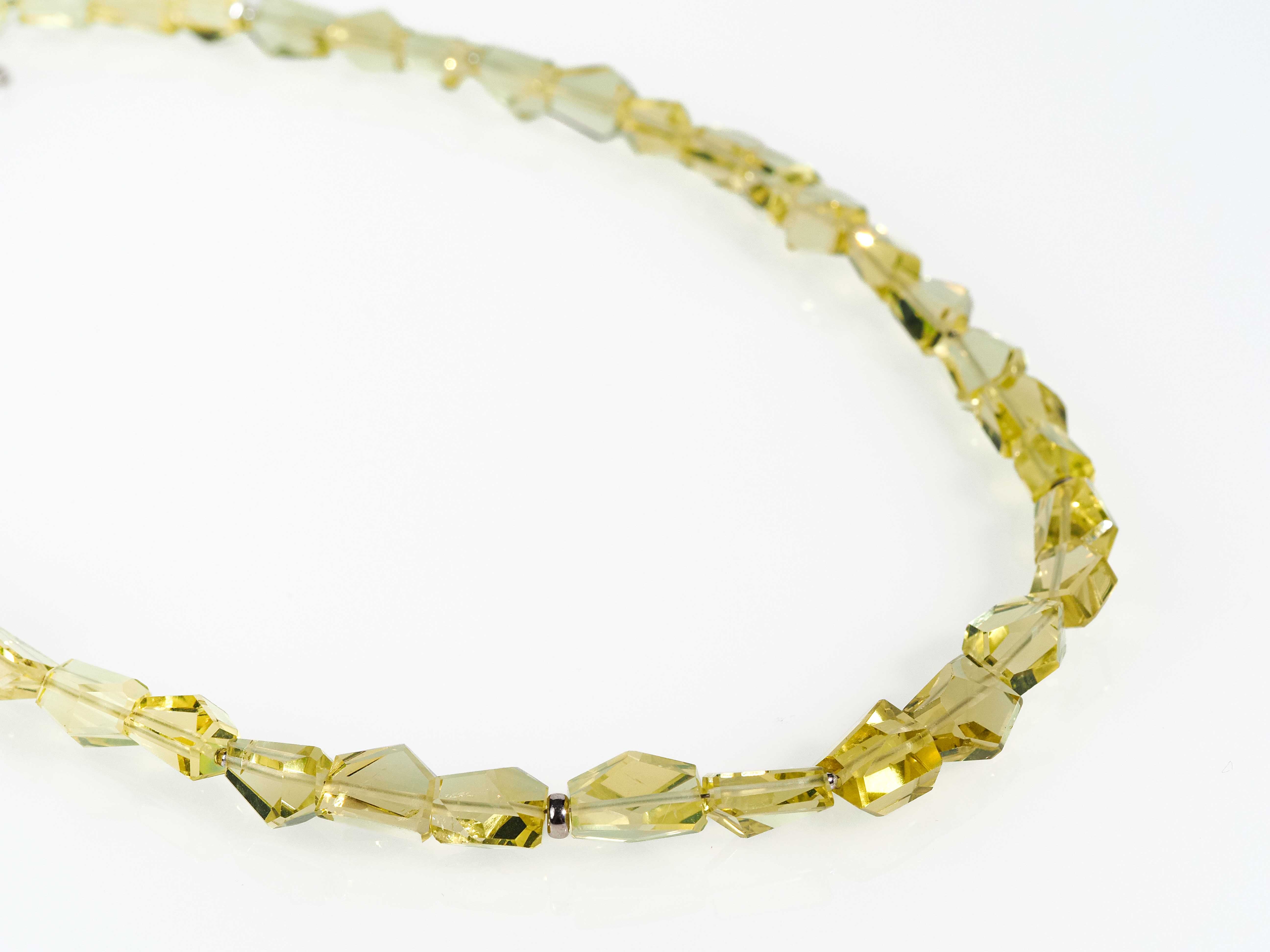 Fantastic lemon quartz necklace - faceted gemstone beads with intense sparkle