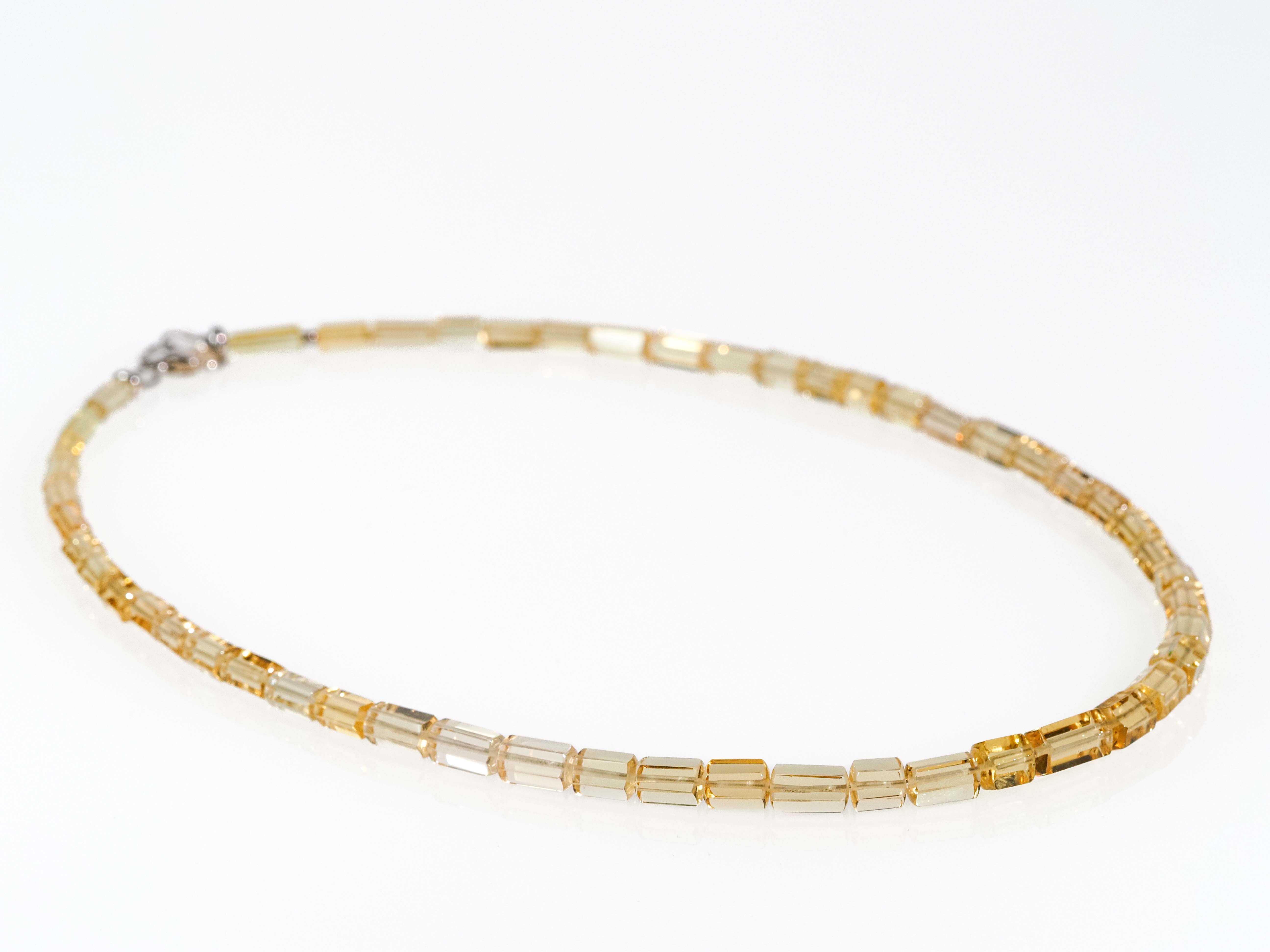 Heliodor necklace 100% natural crystals with silver clasp