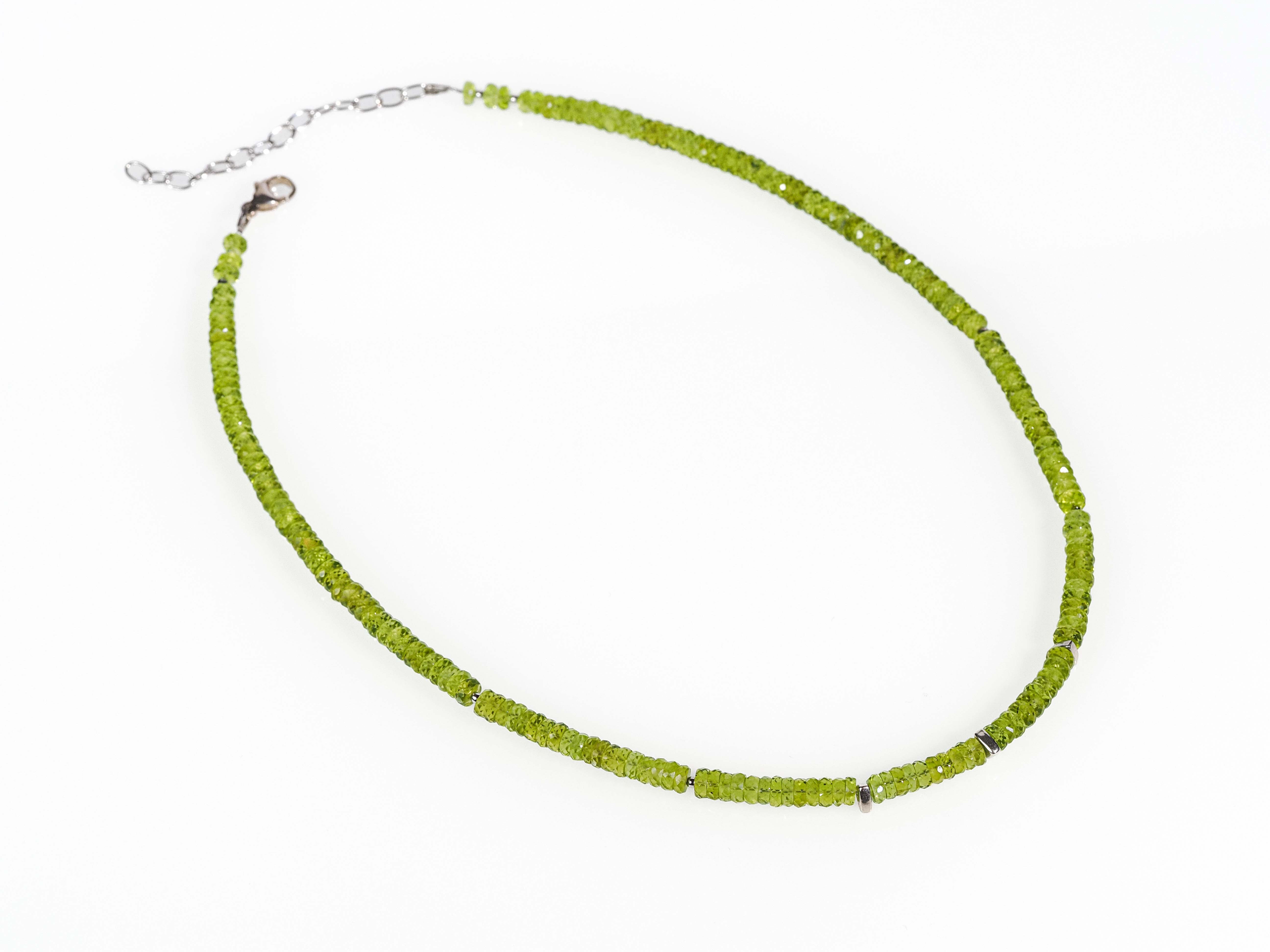 Peridot Kette facettiert – natürliche grüne Edelsteinkette mit 925 Silber Verschluss - elstardesign