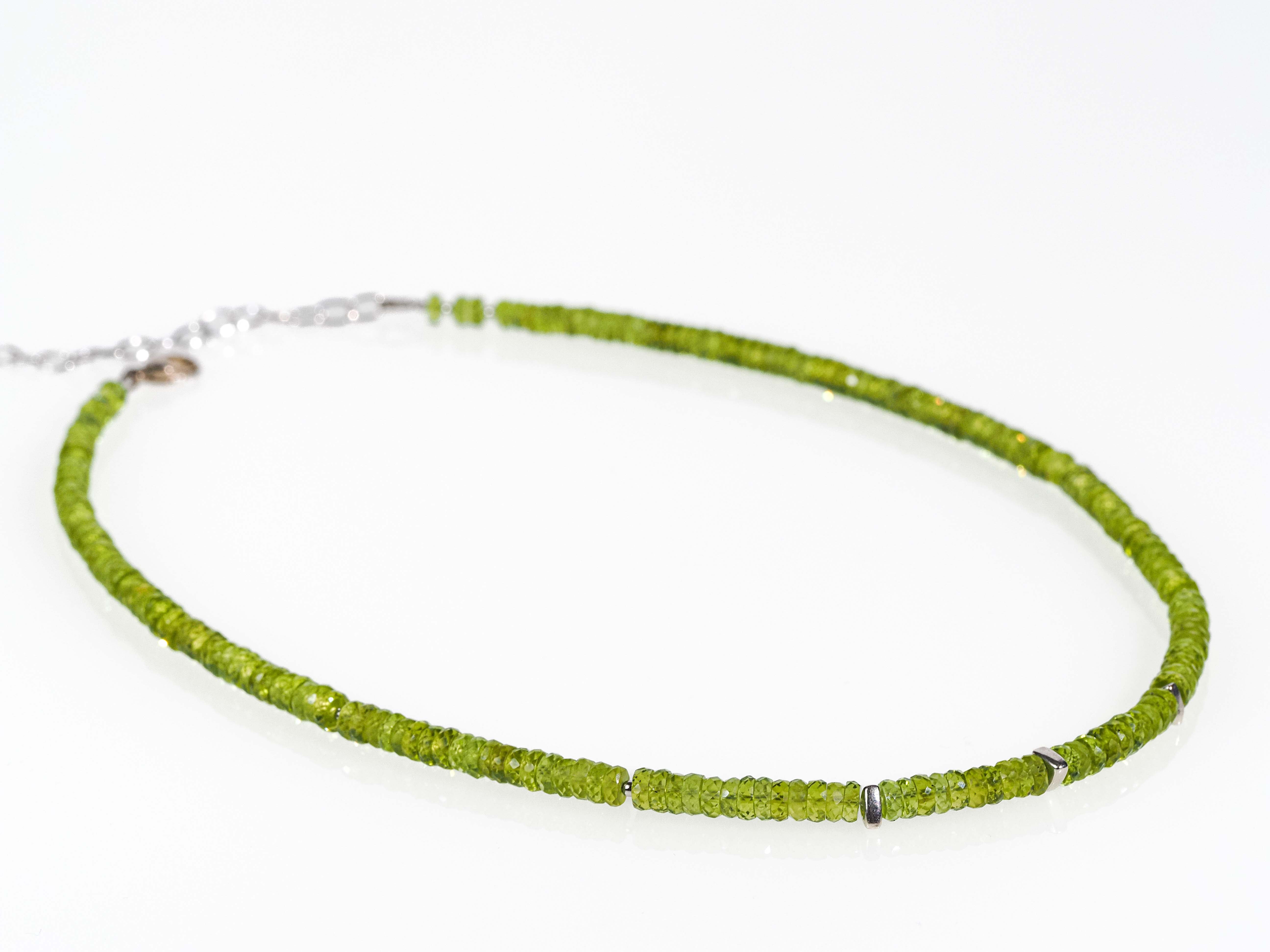 Peridot Kette facettiert – natürliche grüne Edelsteinkette mit 925 Silber Verschluss - elstardesign