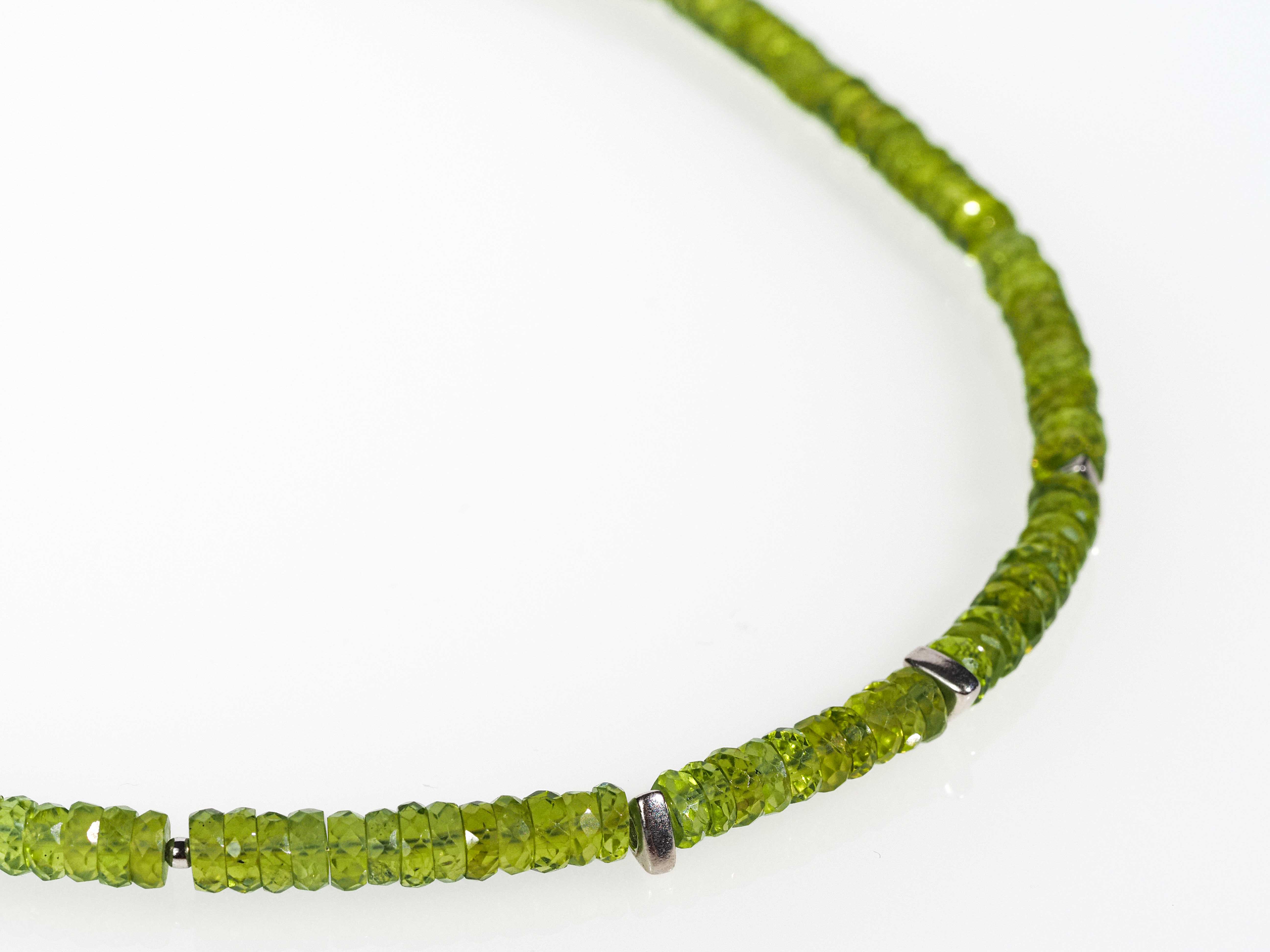 Peridot Kette facettiert – natürliche grüne Edelsteinkette mit 925 Silber Verschluss - elstardesign