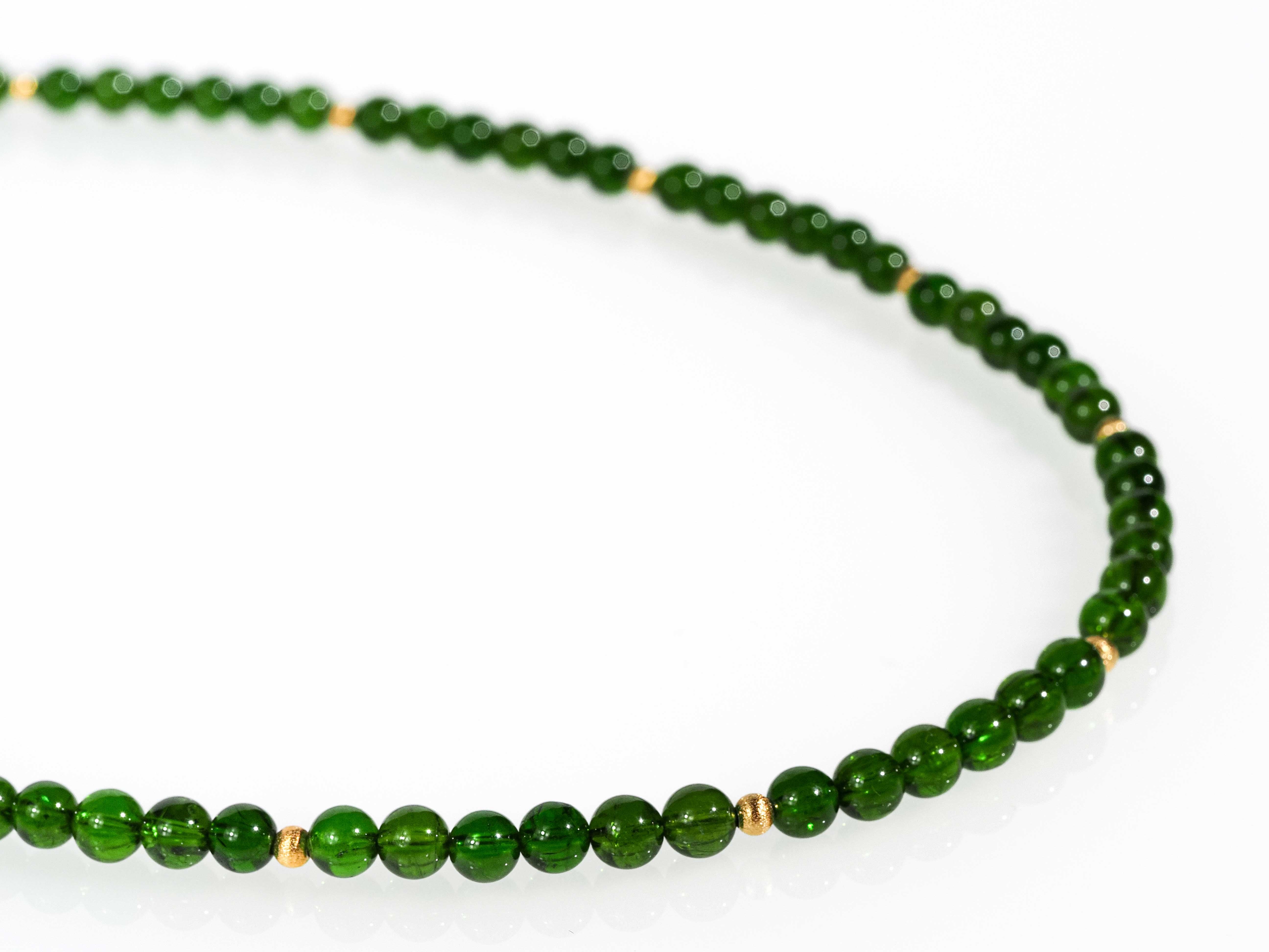 Chromdiopsid Edelsteinkette 49cm Silber vergoldet grün - elstardesign