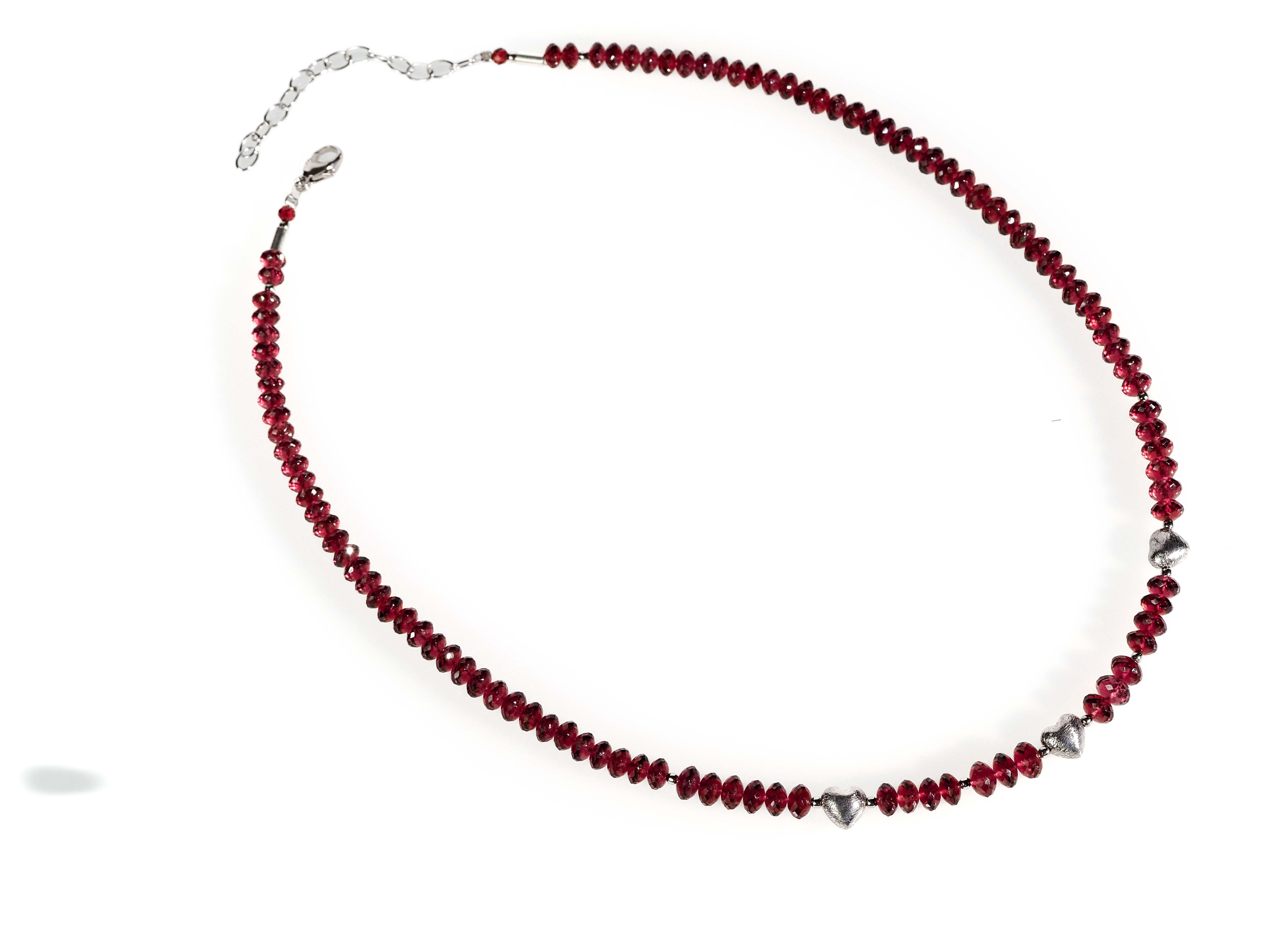 Mosambik Granat Halskette rotes Edelstein Herz Collier - elstardesign