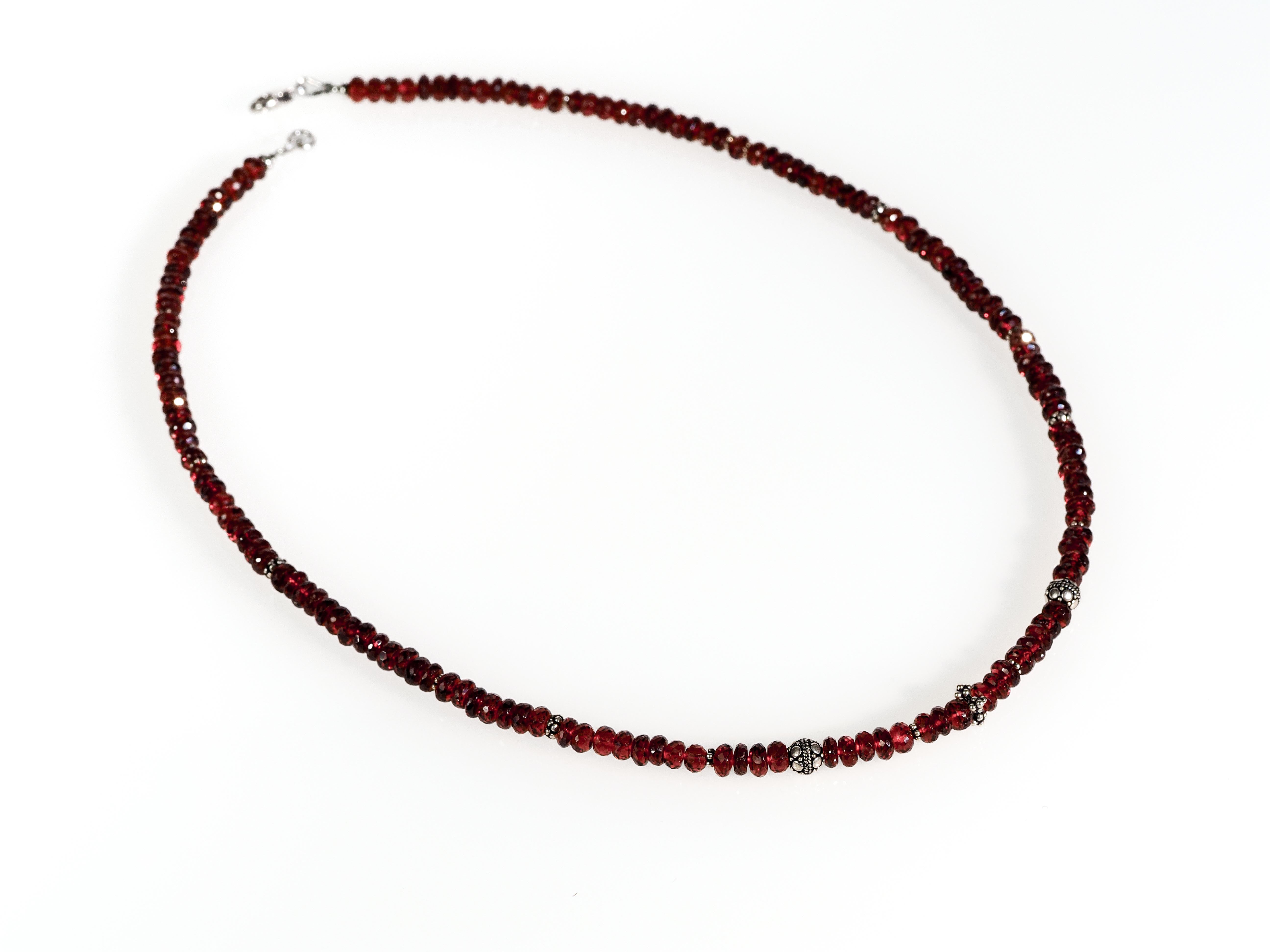 Mosambik Granat Silber Kette rotes Edelstein Collier - elstardesign