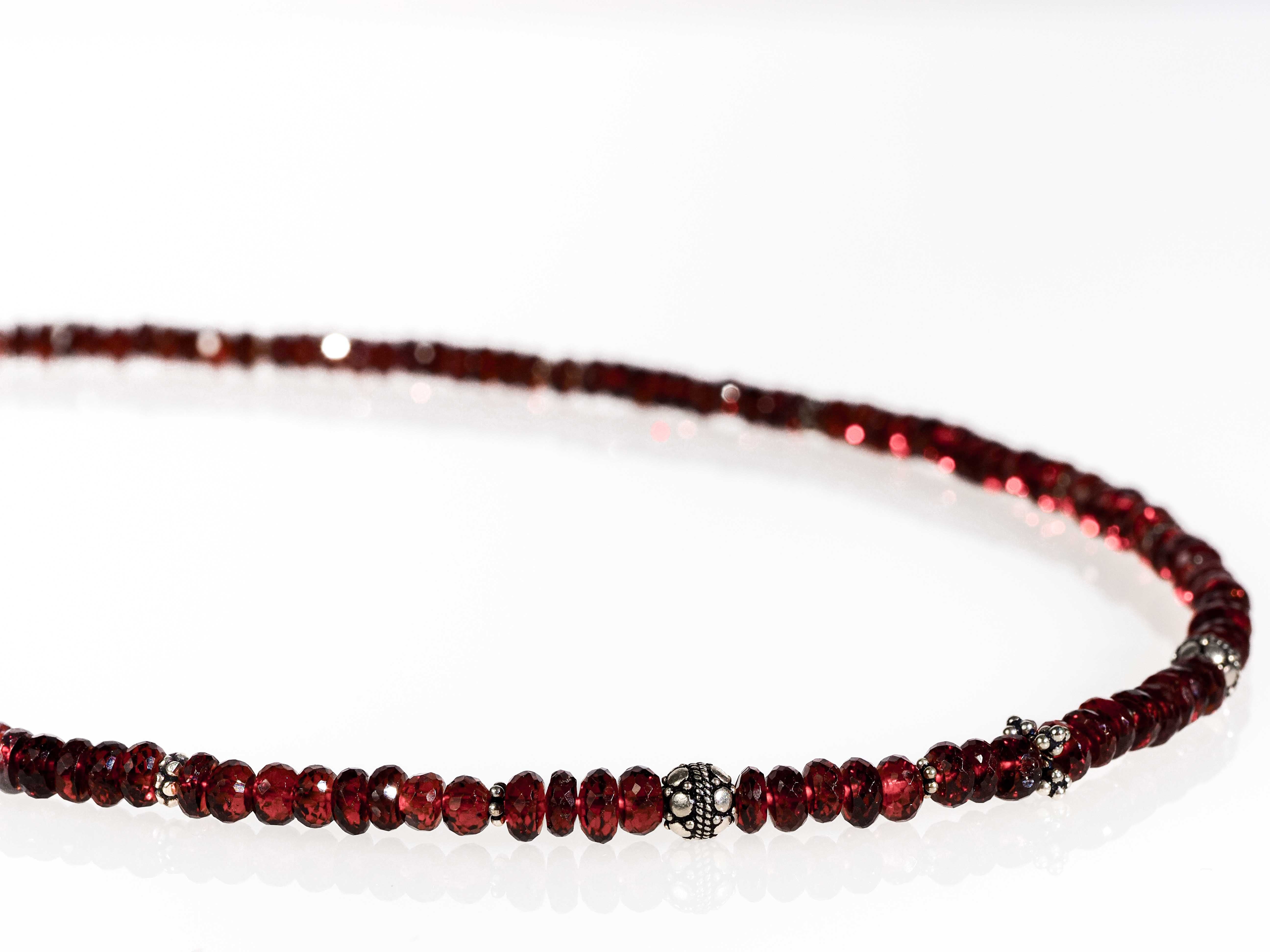 Mosambik Granat Silber Kette rotes Edelstein Collier - elstardesign