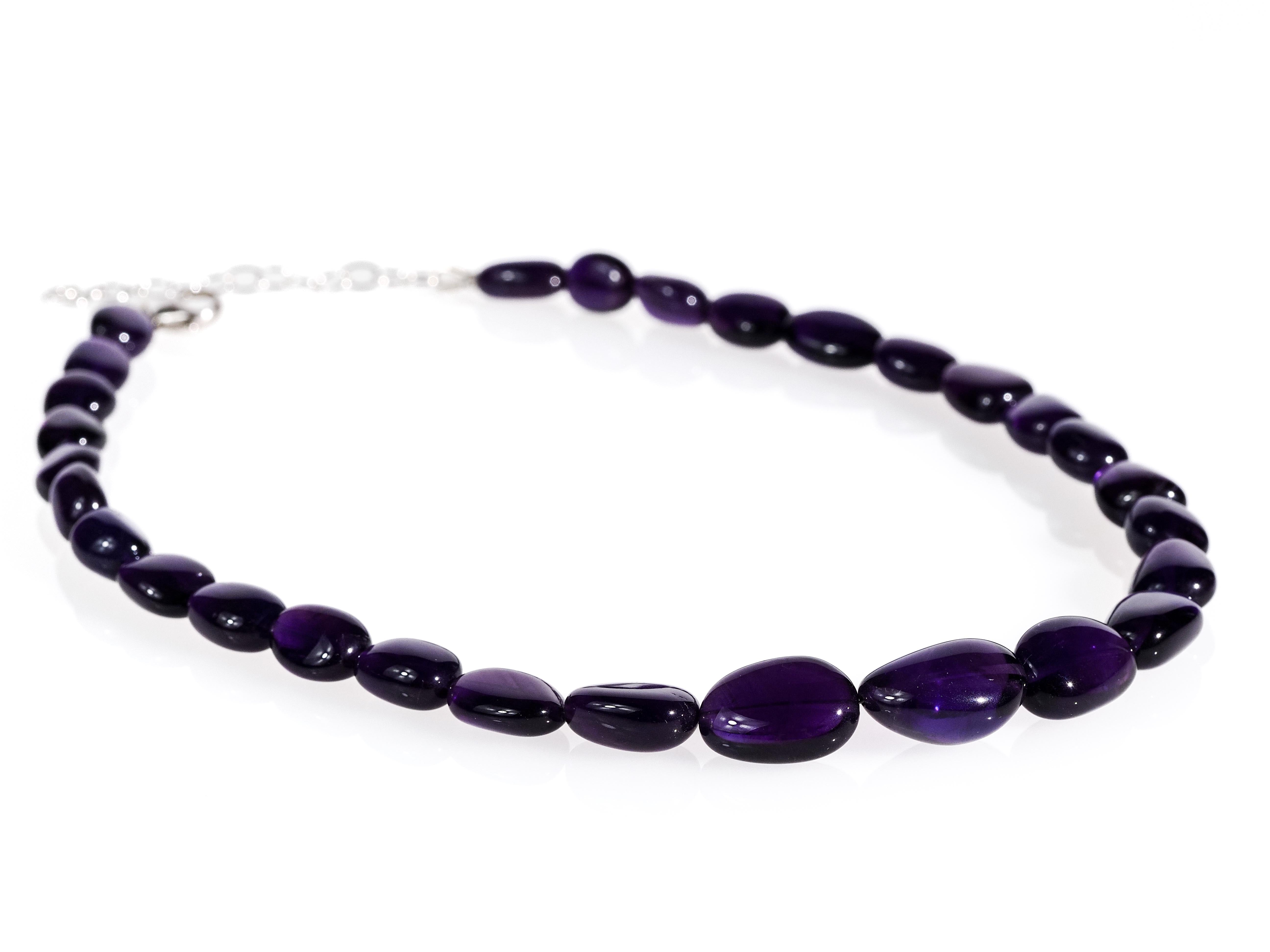Rose quartz necklace for women - Natural gemstone necklace with large nugget beads | 925 silver | Handmade