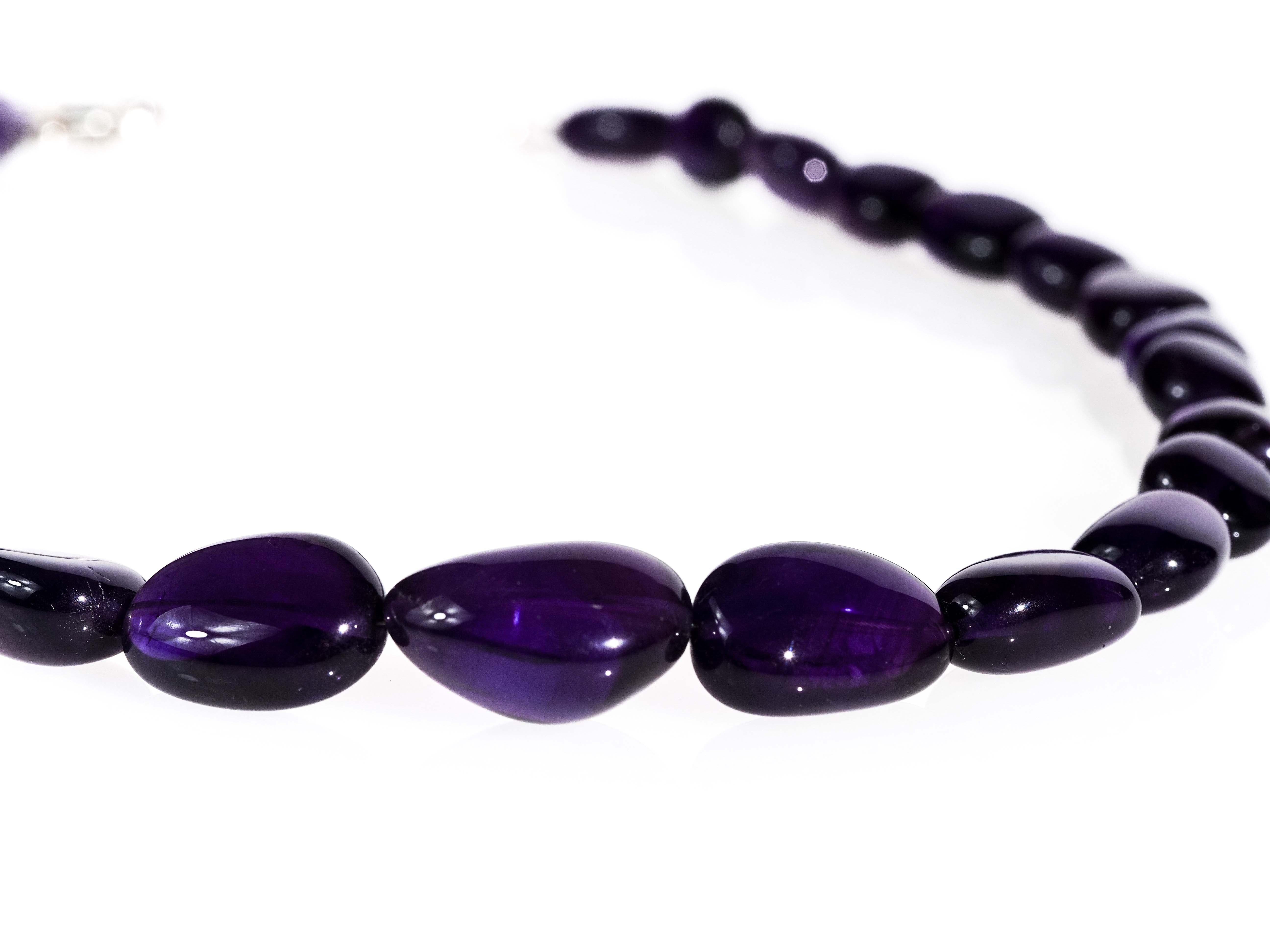 Amethyst Halskette Damen – Natürliche Edelsteinkette mit großen Nugget-Perlen | 925 Silber | Handgefertigt
