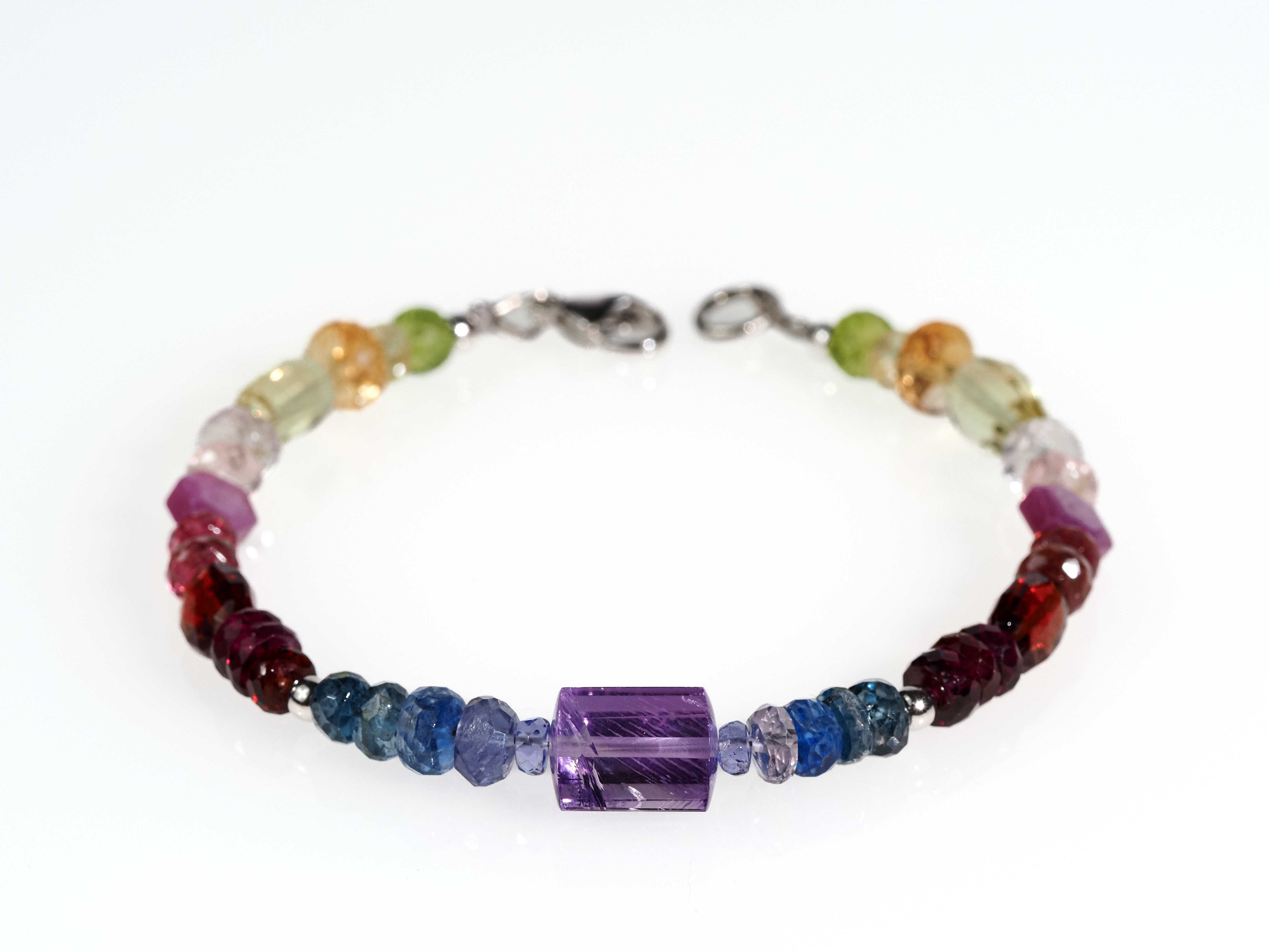 Farbintensives Edelstein Armband Multi Color – 925 Silber - elstardesign