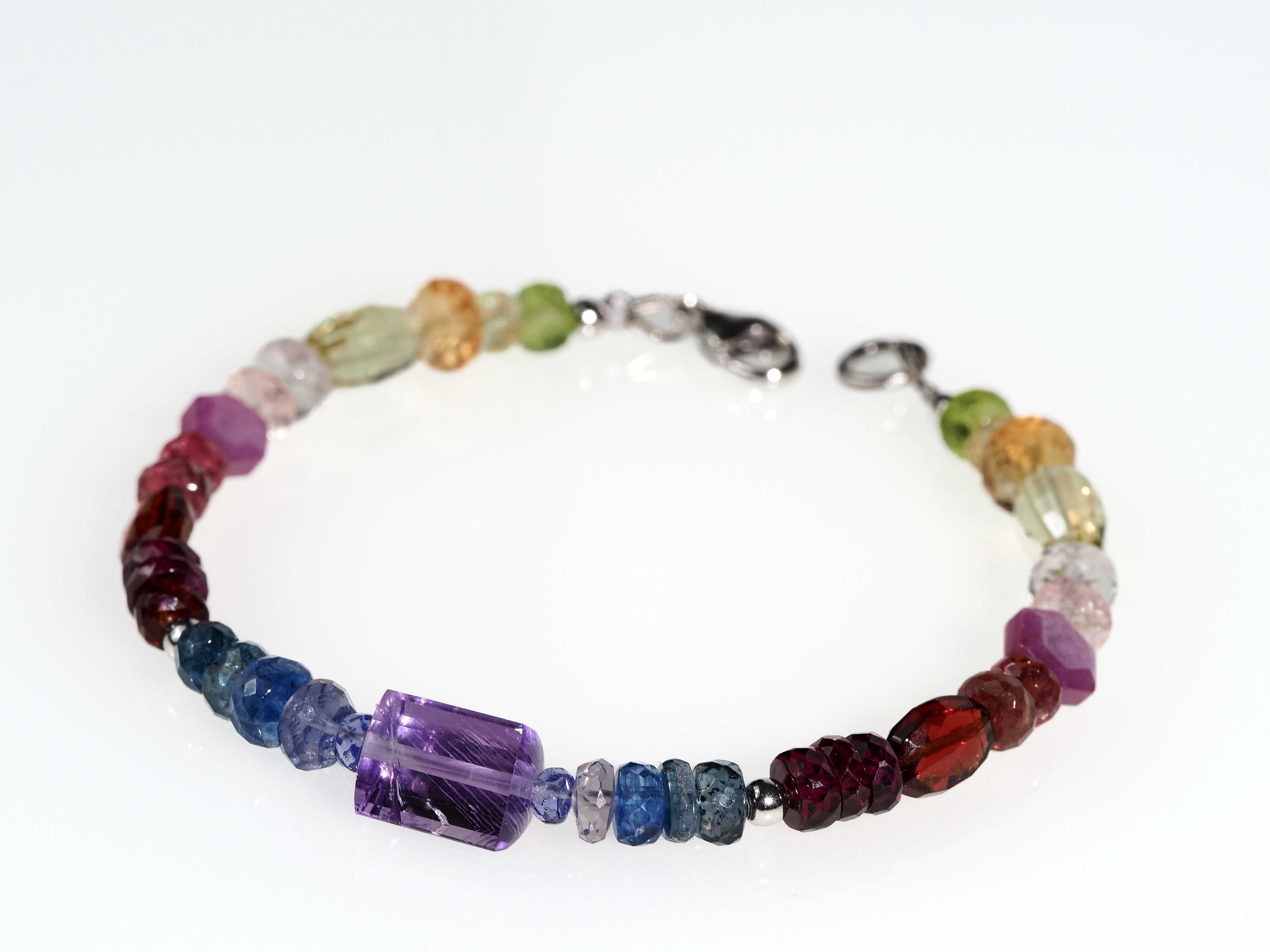 Farbintensives Edelstein Armband Multi Color – 925 Silber - elstardesign