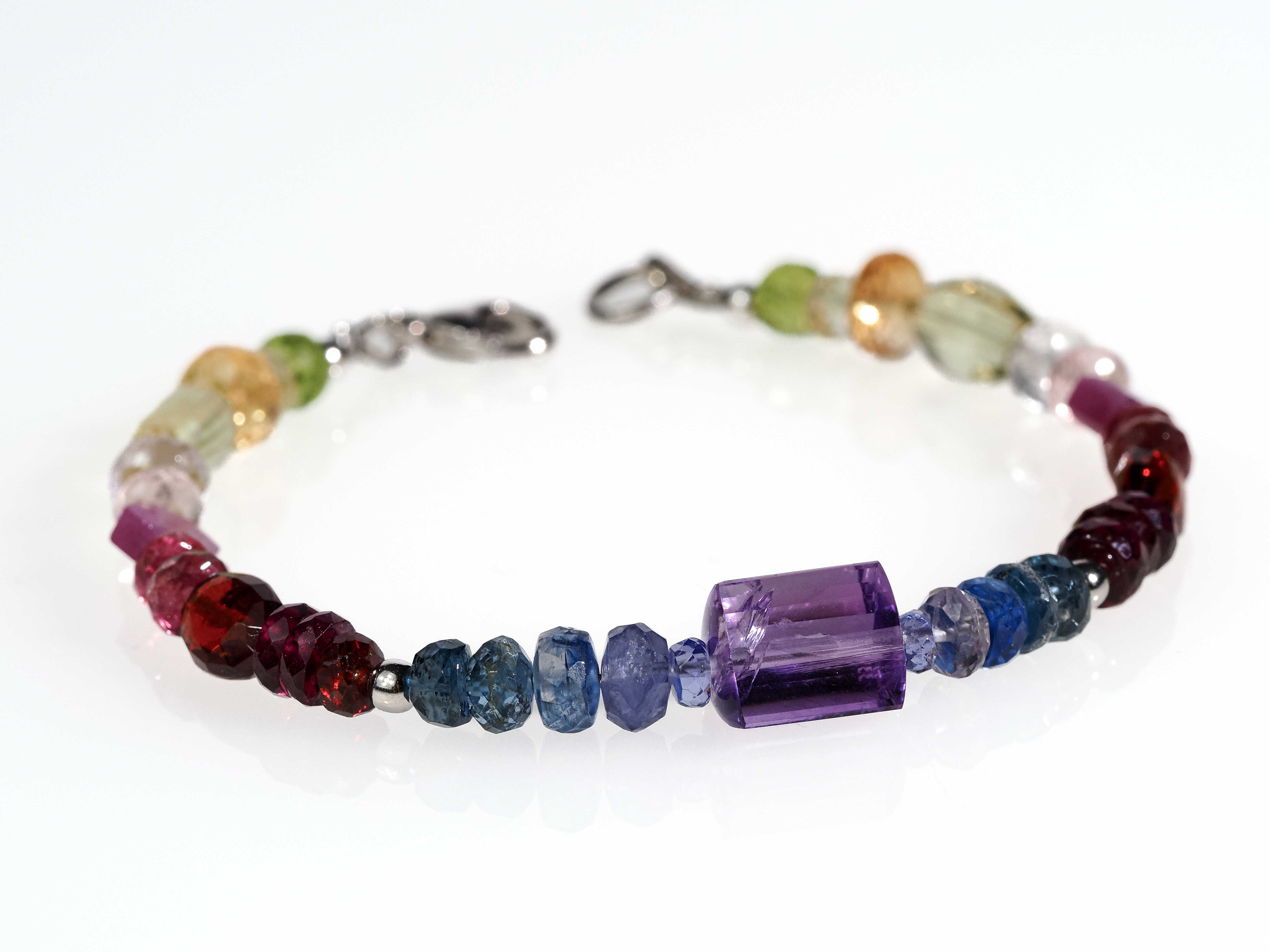 Farbintensives Edelstein Armband Multi Color – 925 Silber - elstardesign