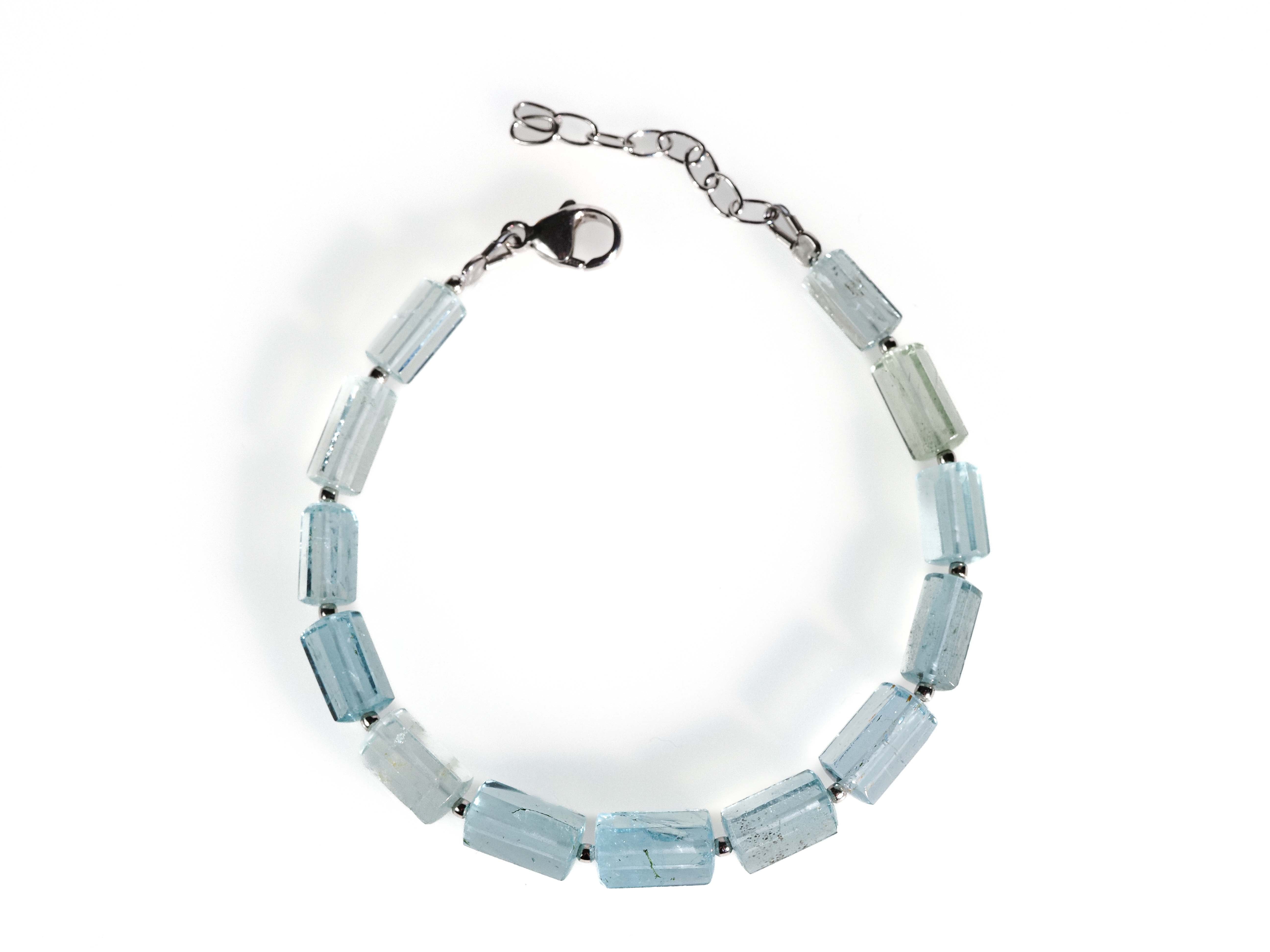 Aquamarine lace bracelet - natural crystal lace in clear blue
