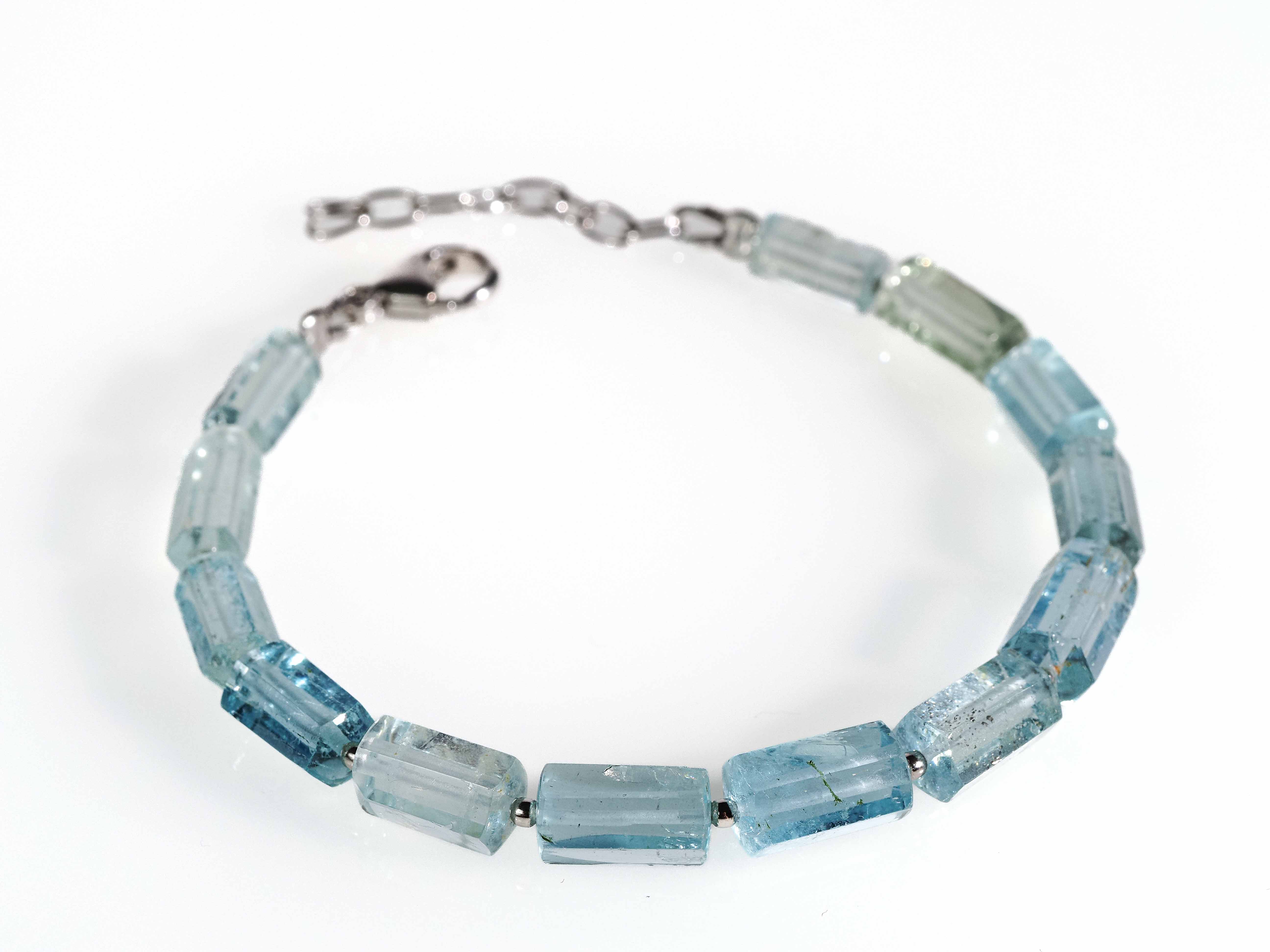 Aquamarine lace bracelet - natural crystal lace in clear blue