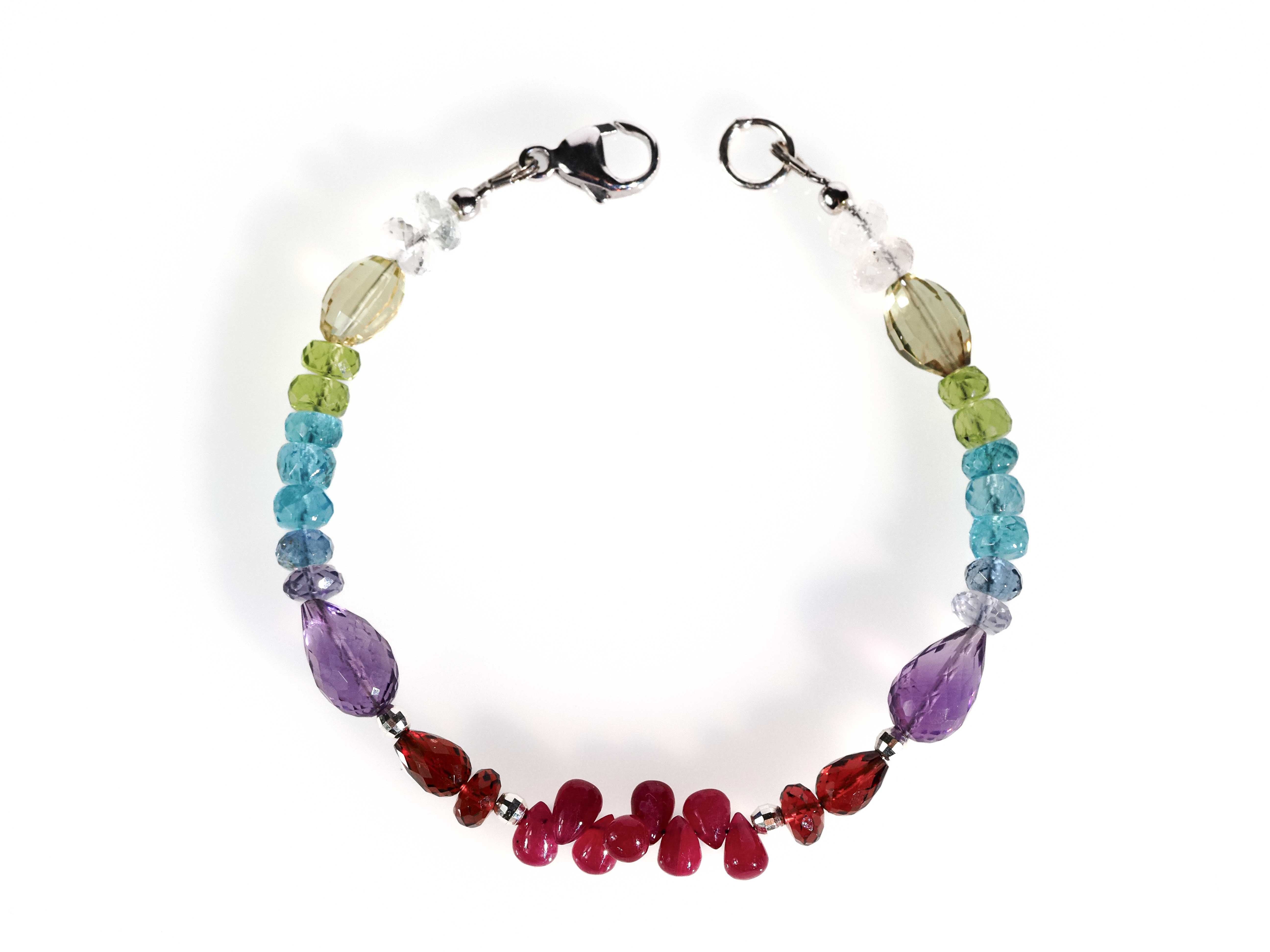 Rubin Tropfen Edelstein Armband – Farbenfroh 925er Silber