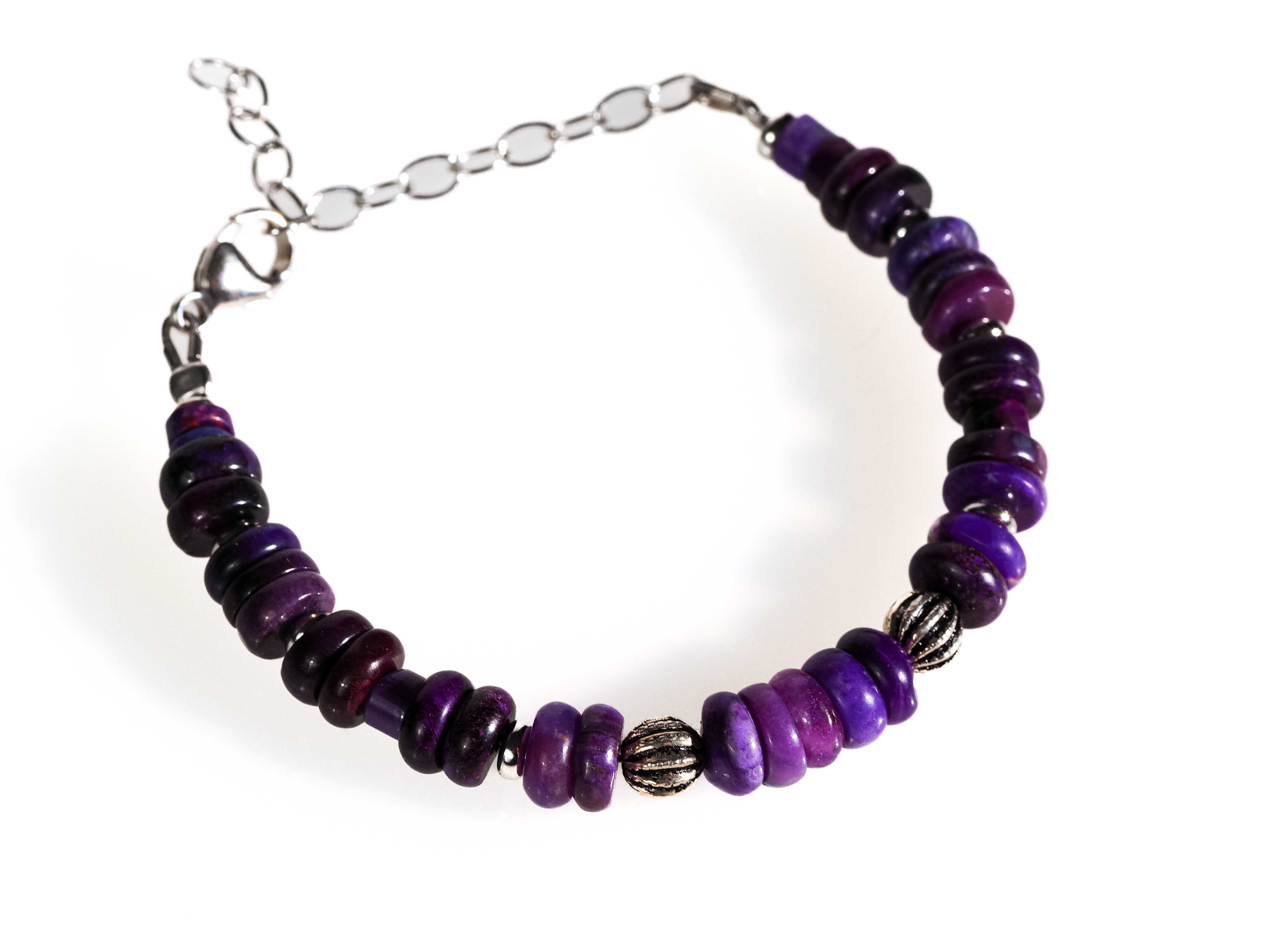 Sugilit Armband 100% Natur lila Edelsteinarmband