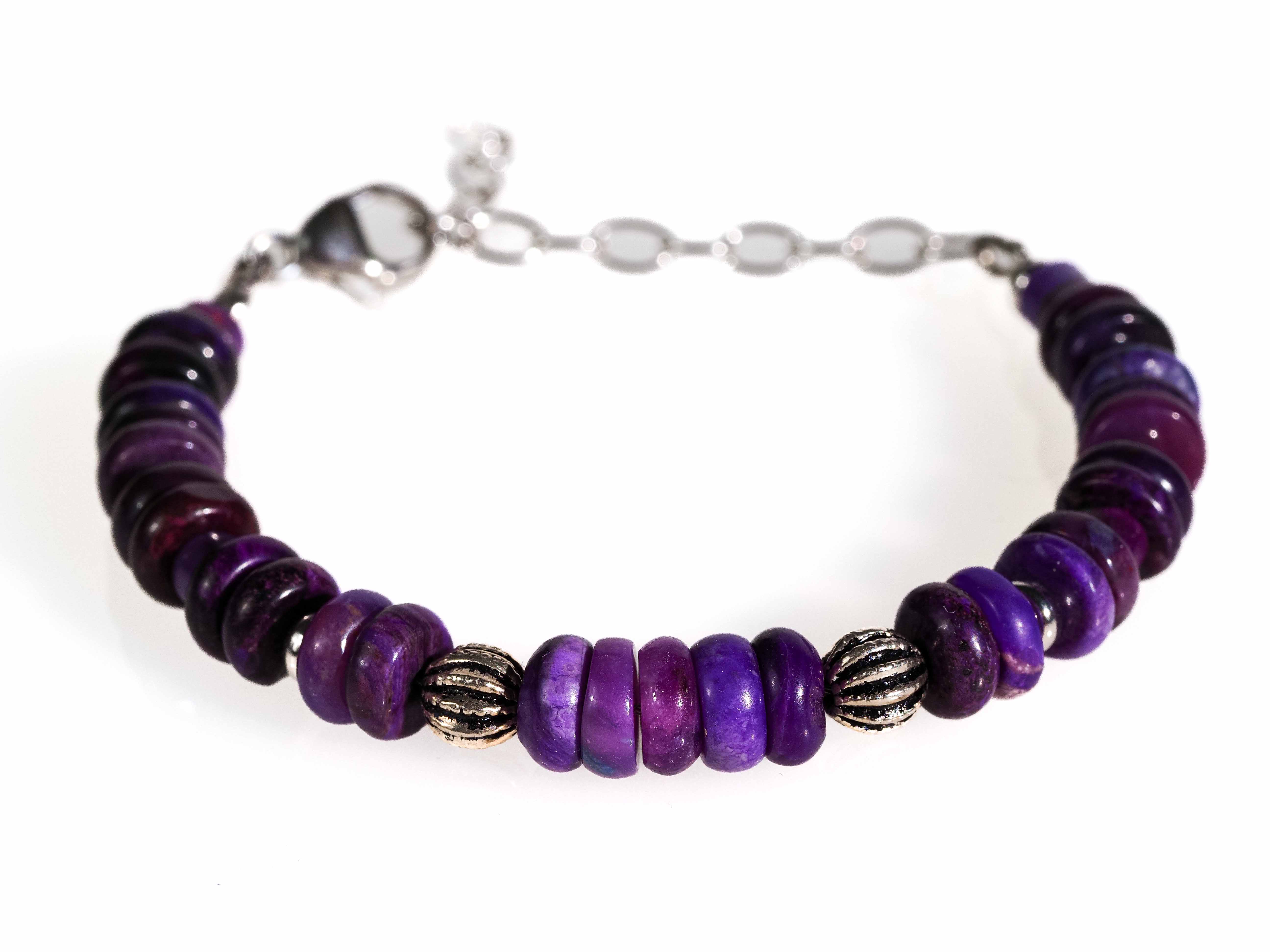 Sugilit Armband 100% Natur lila Edelsteinarmband
