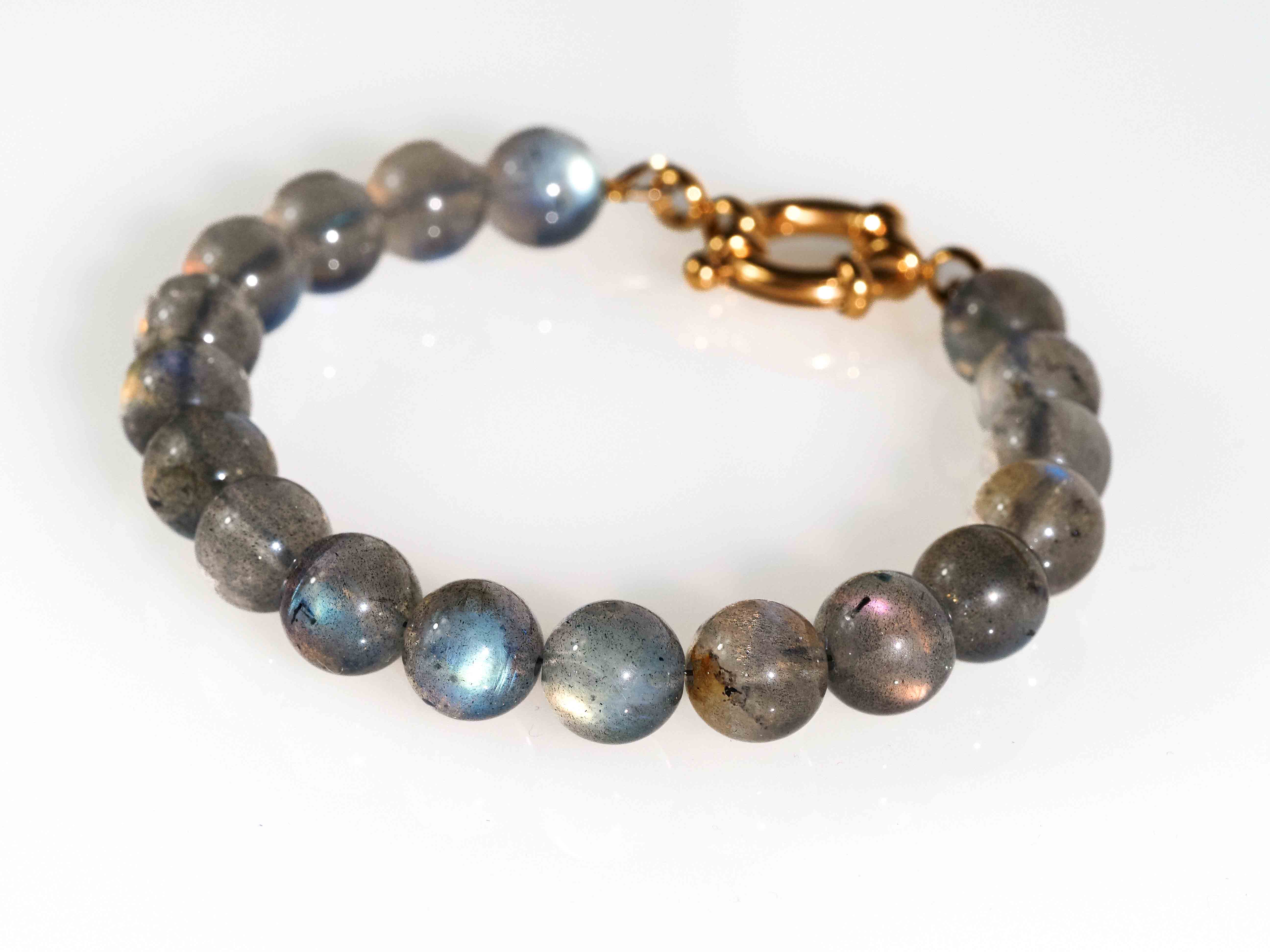 Labradorite sphere bracelet - precious natural stone with an intense blue-green shimmer