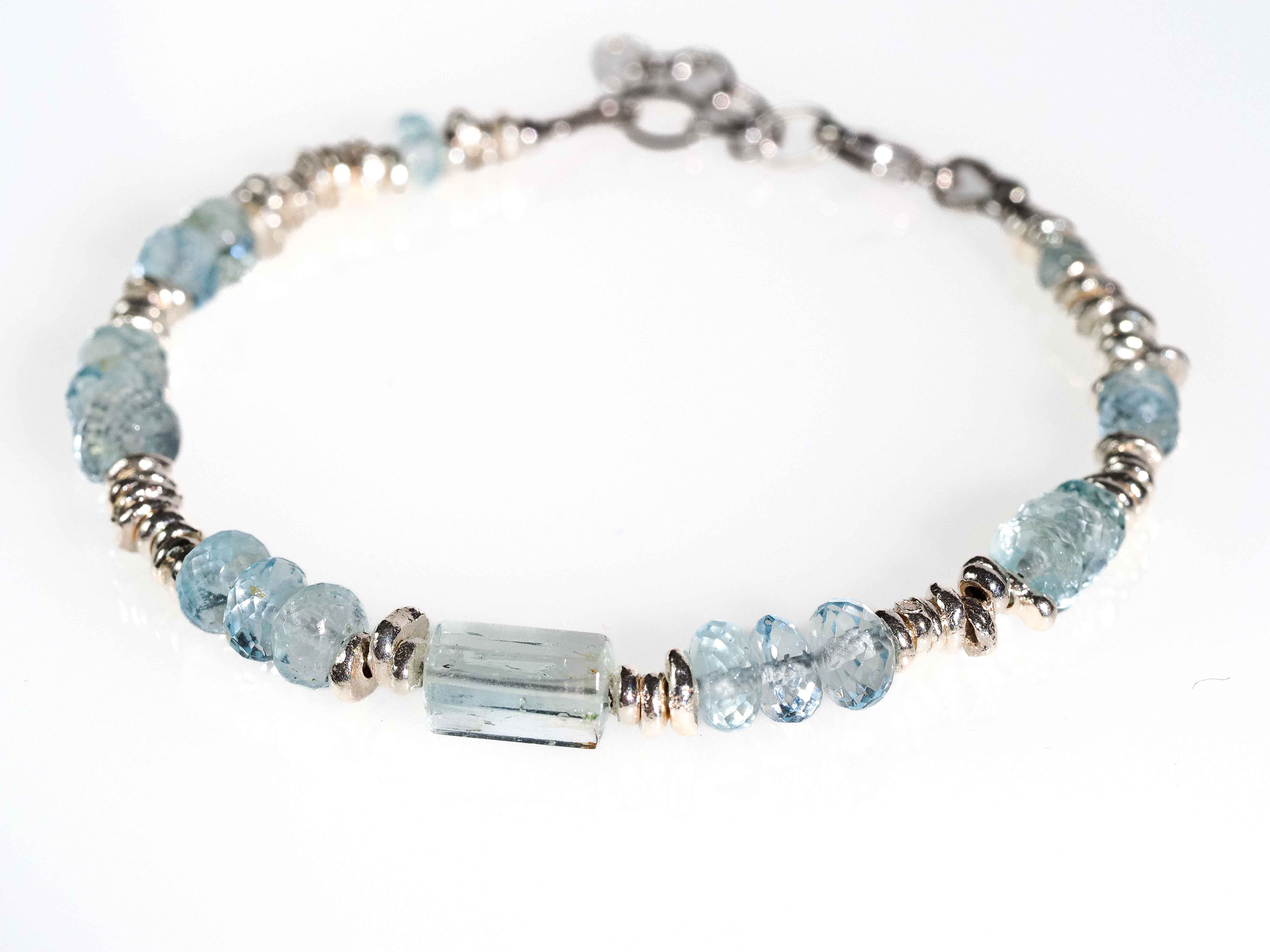 Aquamarin Armband 925er Silber Edelstein Armband