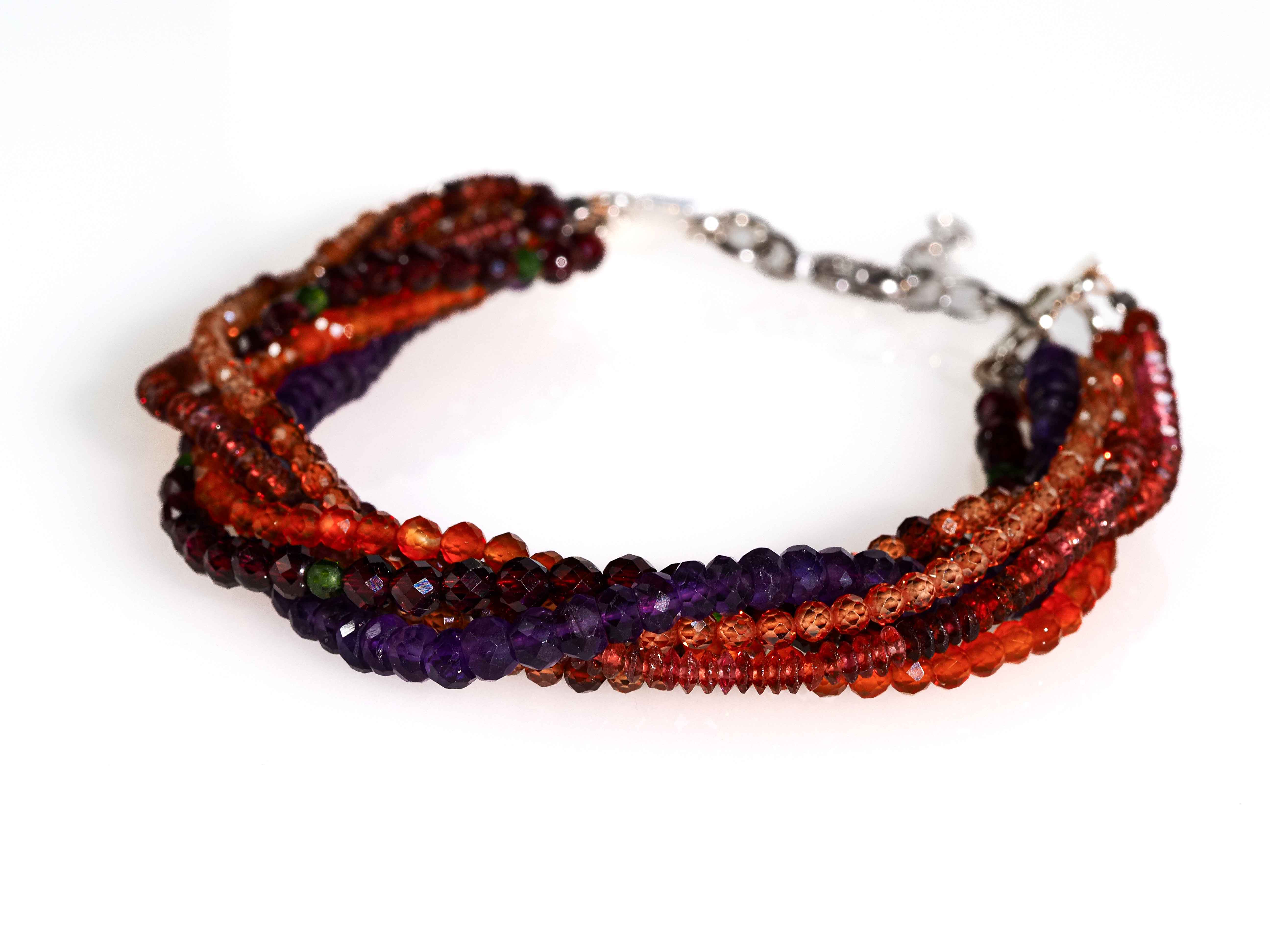 Armband Granat mehrreihig 925er Silber - elstardesign