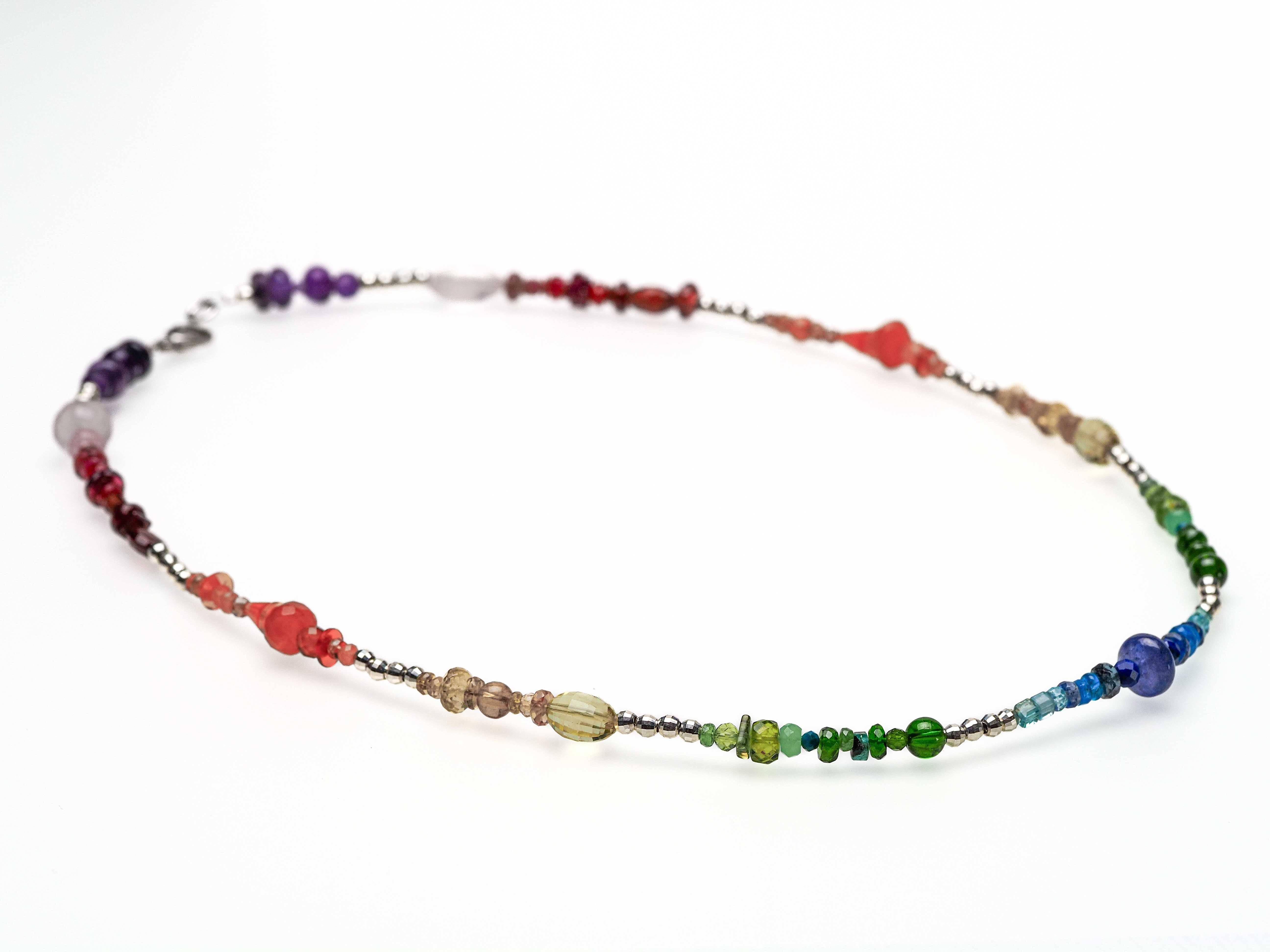 Chakra rainbow tanzanite necklace silver gemstone