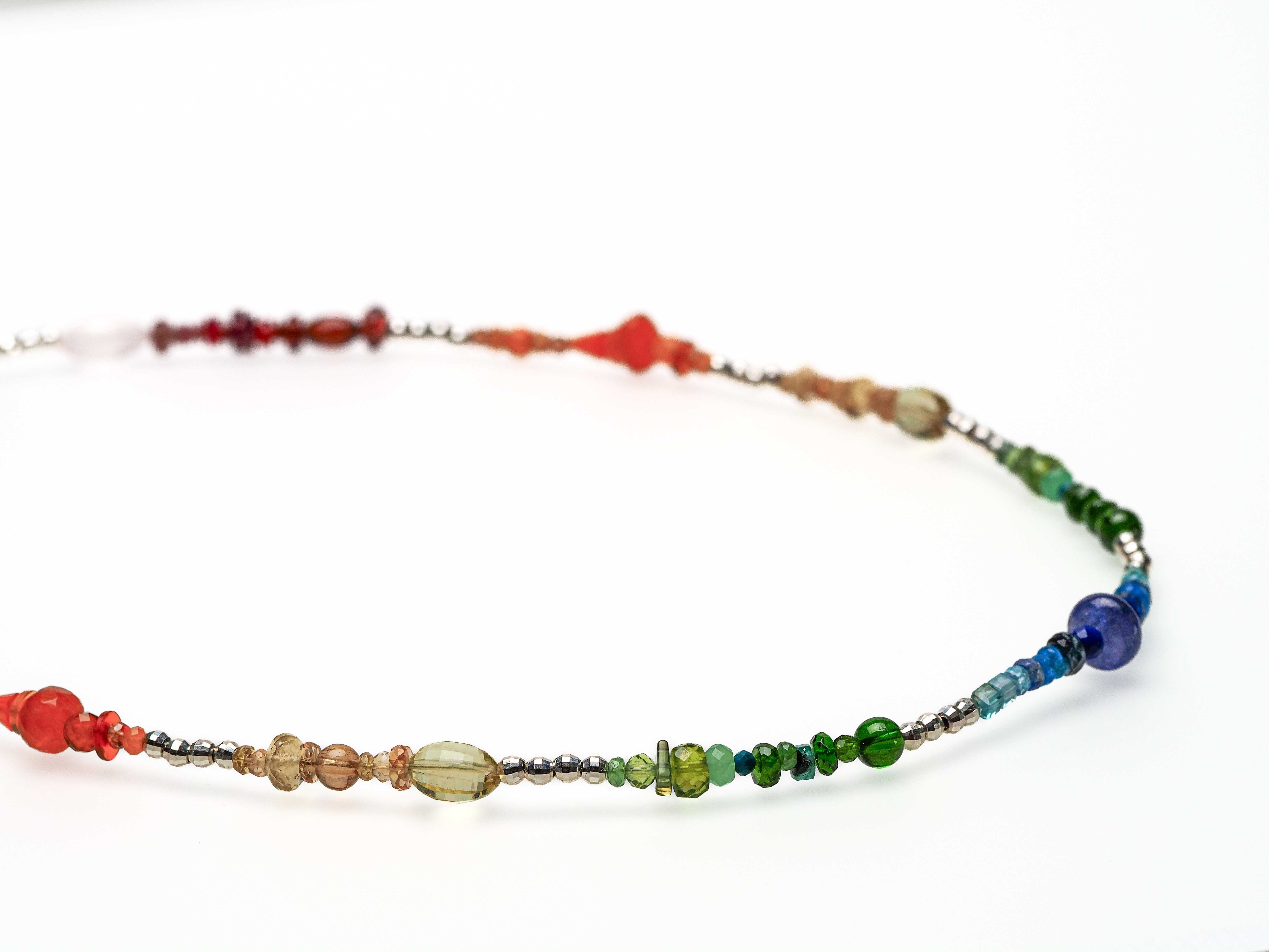 Bunte Edelstein Kette 925er Silber - elstardesign