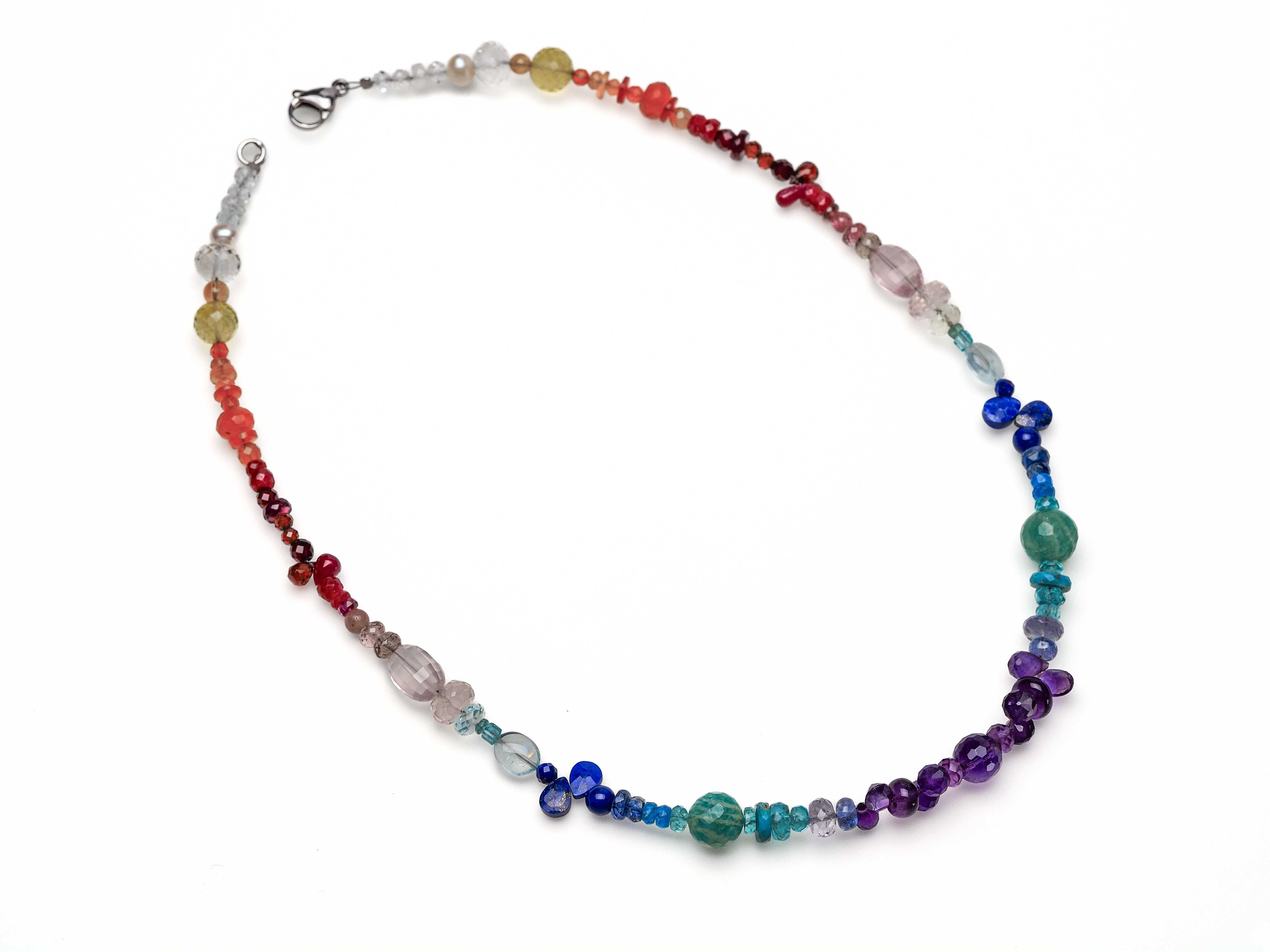 Colorful gemstone necklace length 44cm Chakra necklace