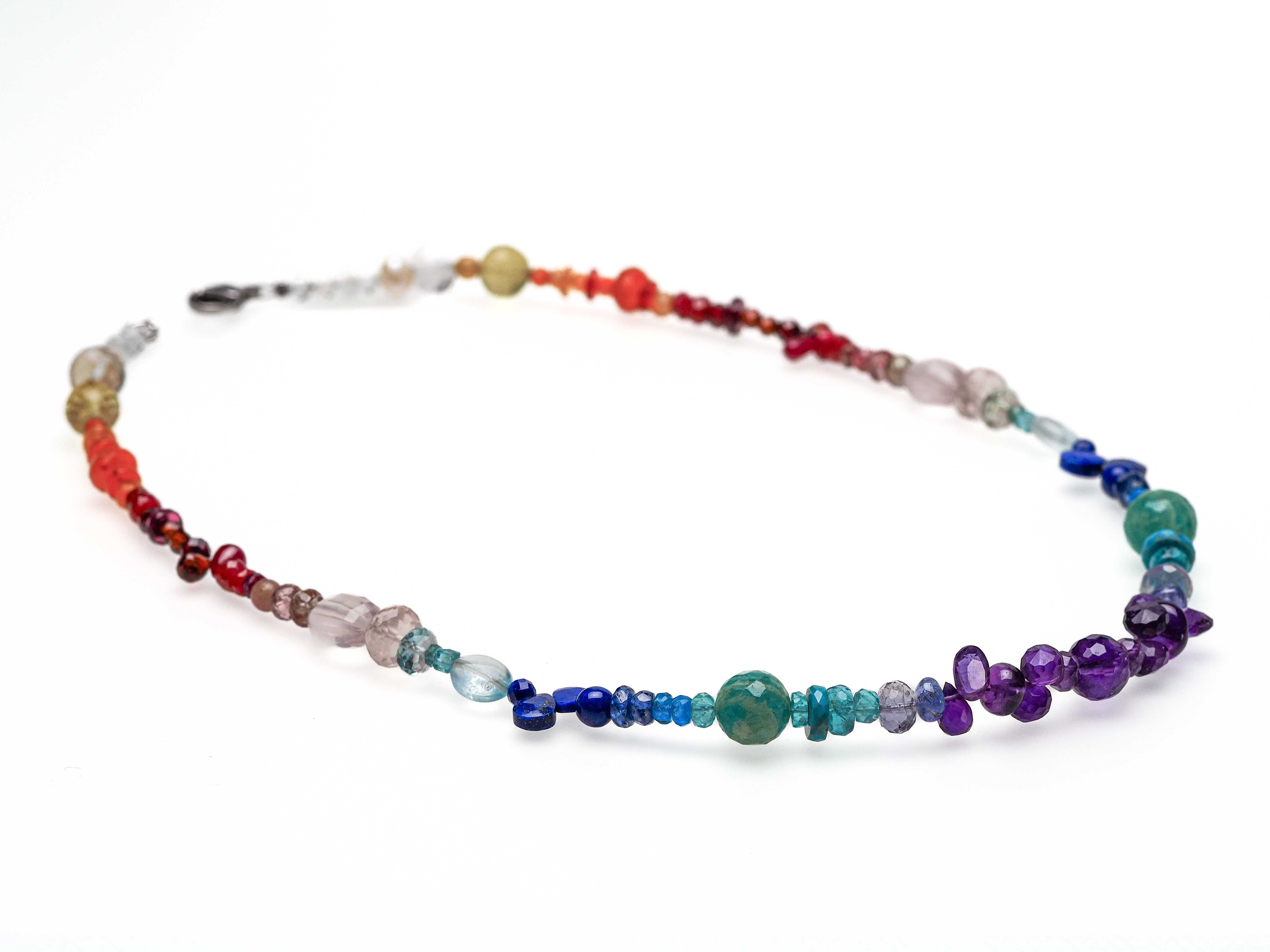 Colorful gemstone necklace length 44cm Chakra necklace