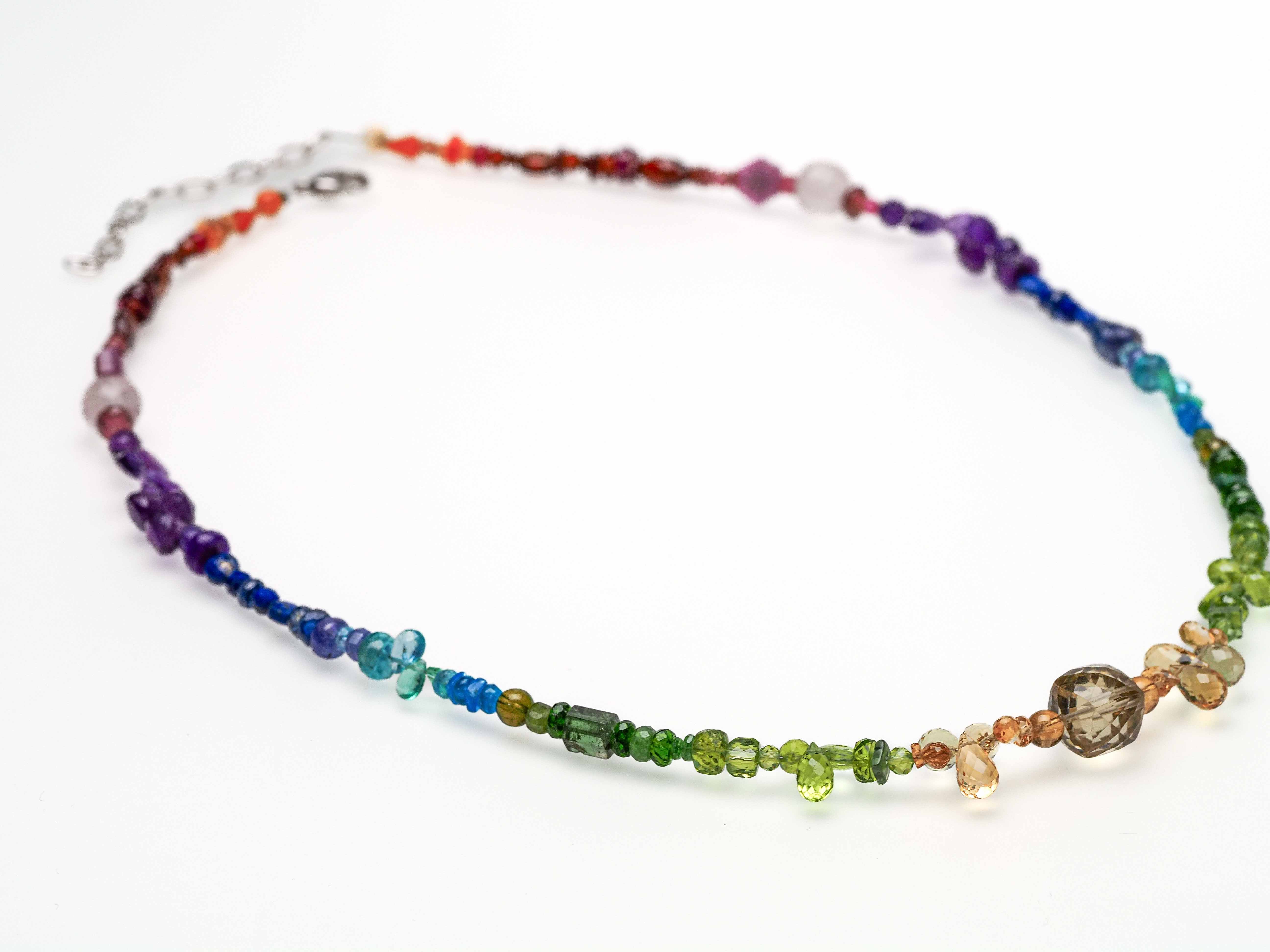 Bunte Edelstein Kette 925er Silber - elstardesign