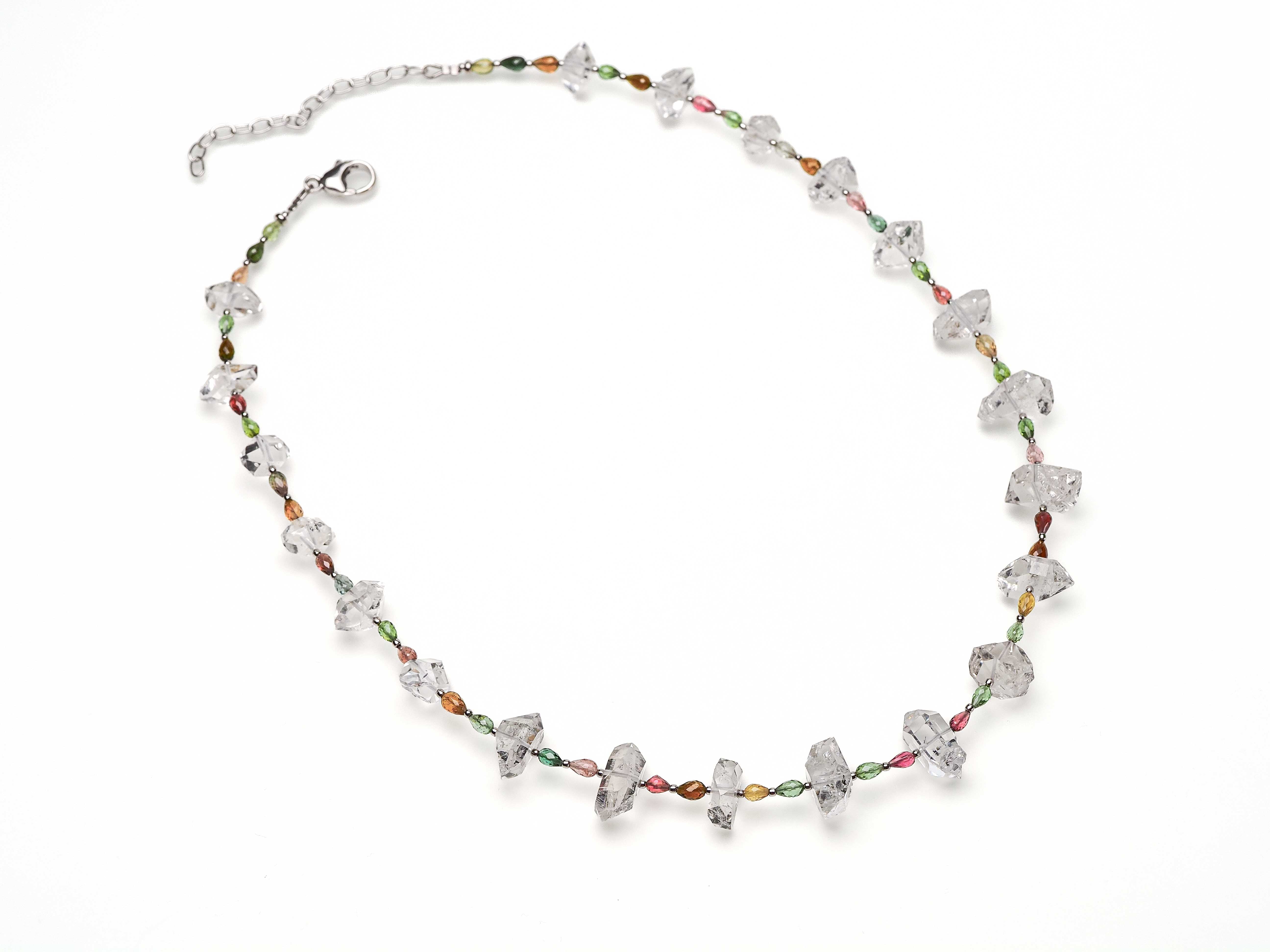 Herkimer Kette Doppelender mit Turmalin - elstardesign