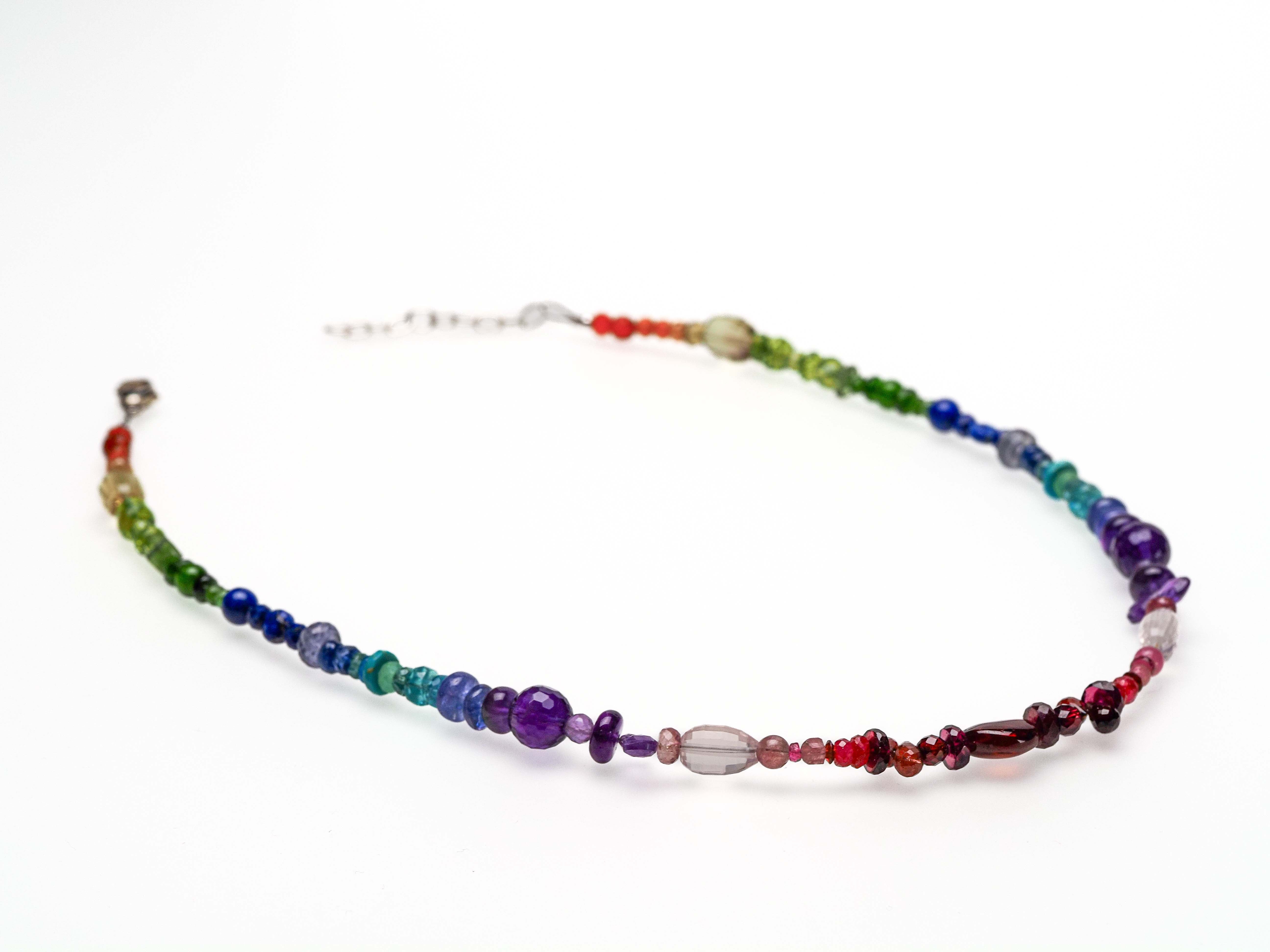 Bunte Edelstein Kette 925er Silber - elstardesign