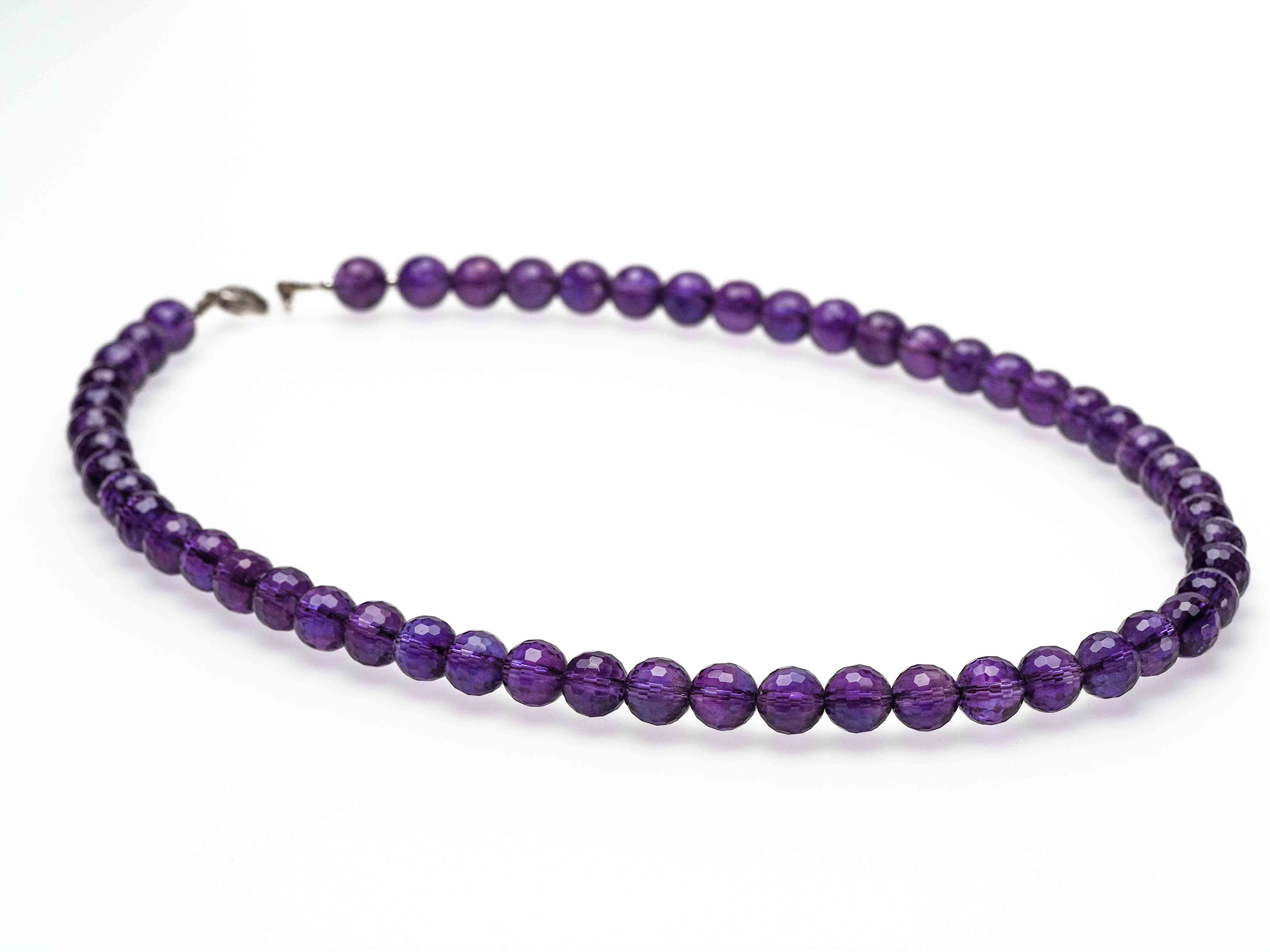 Faceted amethyst necklace with 8 mm - 100% natural gemstone necklace
