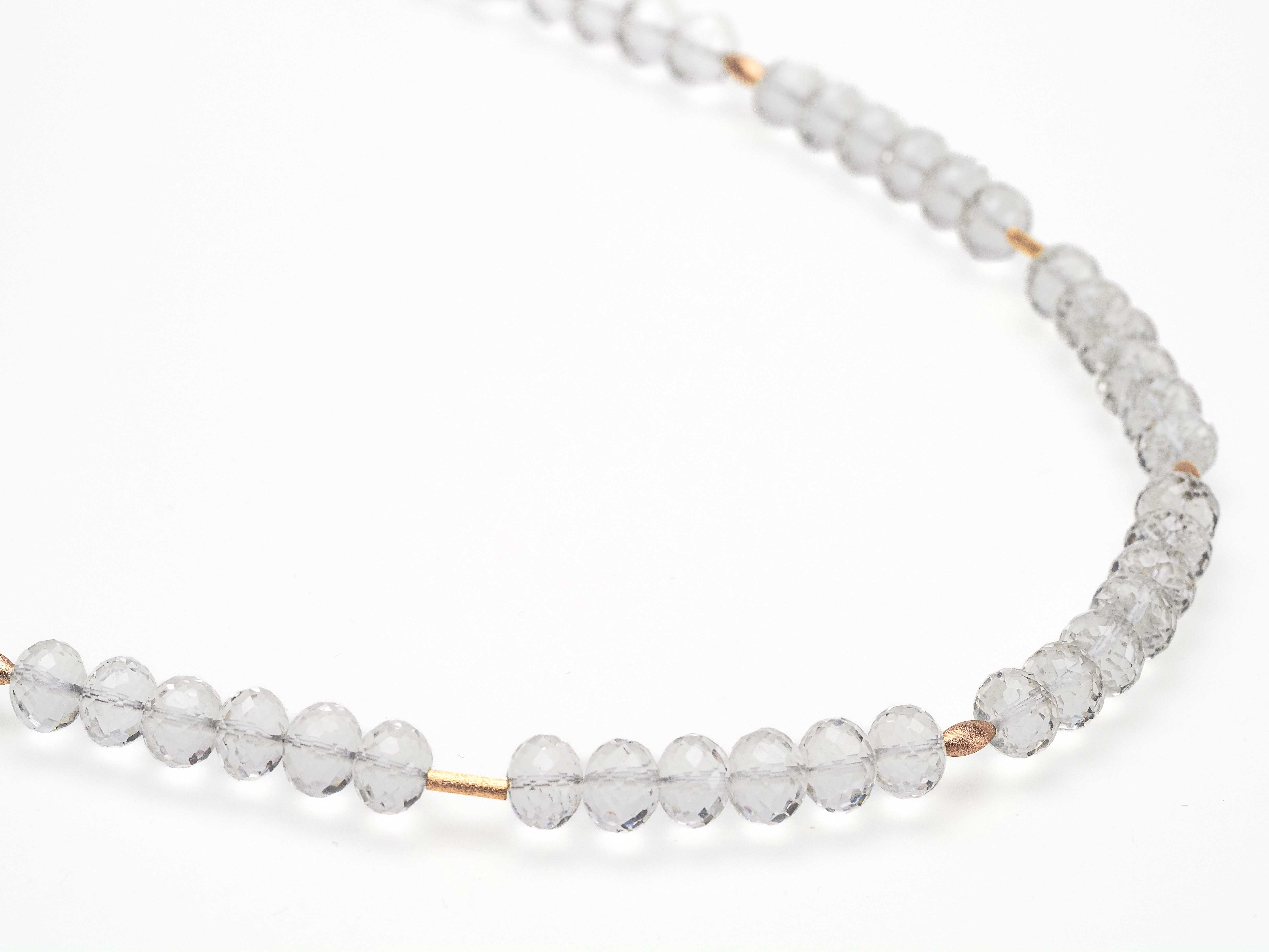 Long gold-plated rock crystal gemstone necklace 64cm