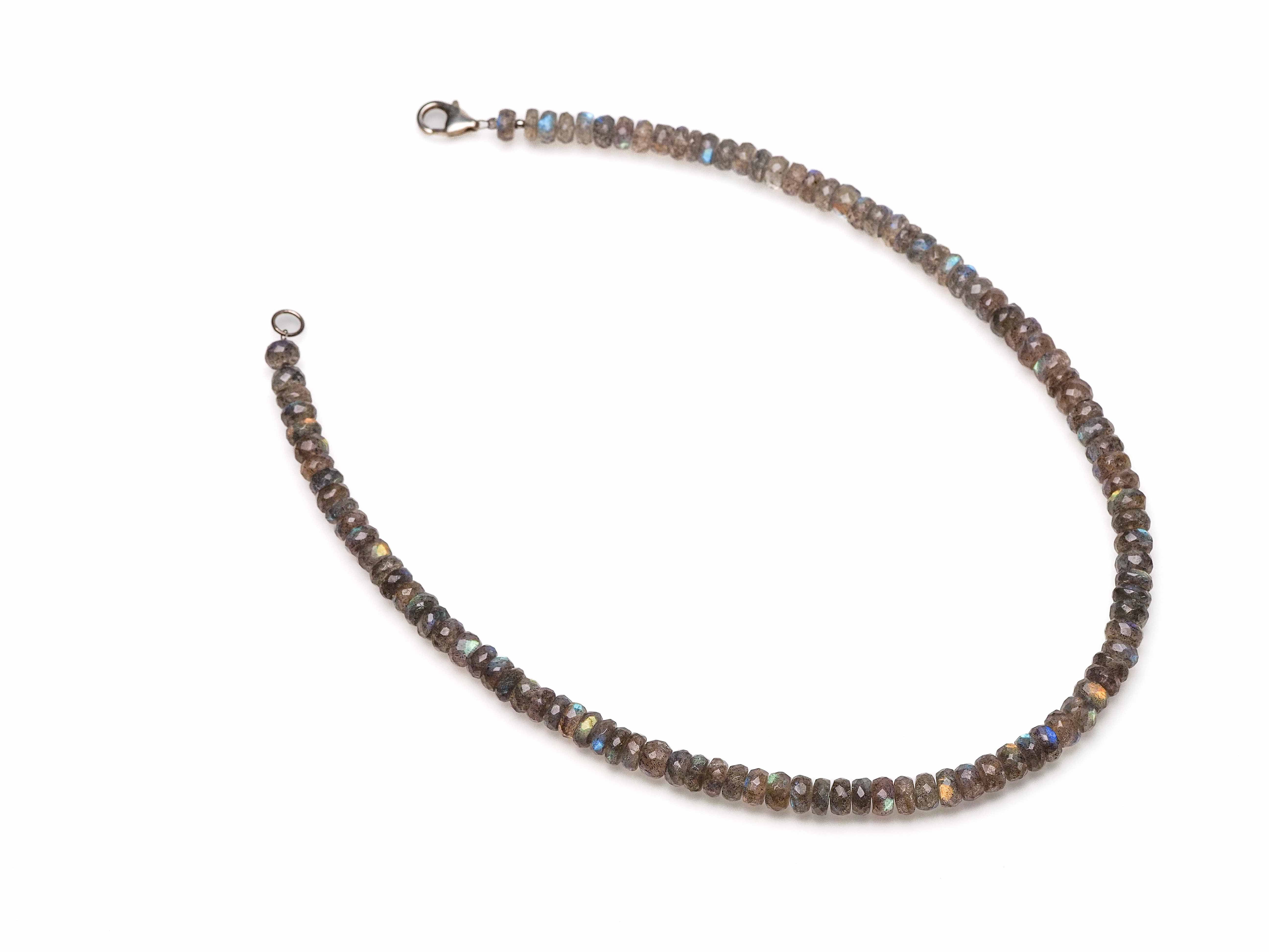 Kurze Labradorit Kette facettiert 925 Silber Verschluss - elstardesign