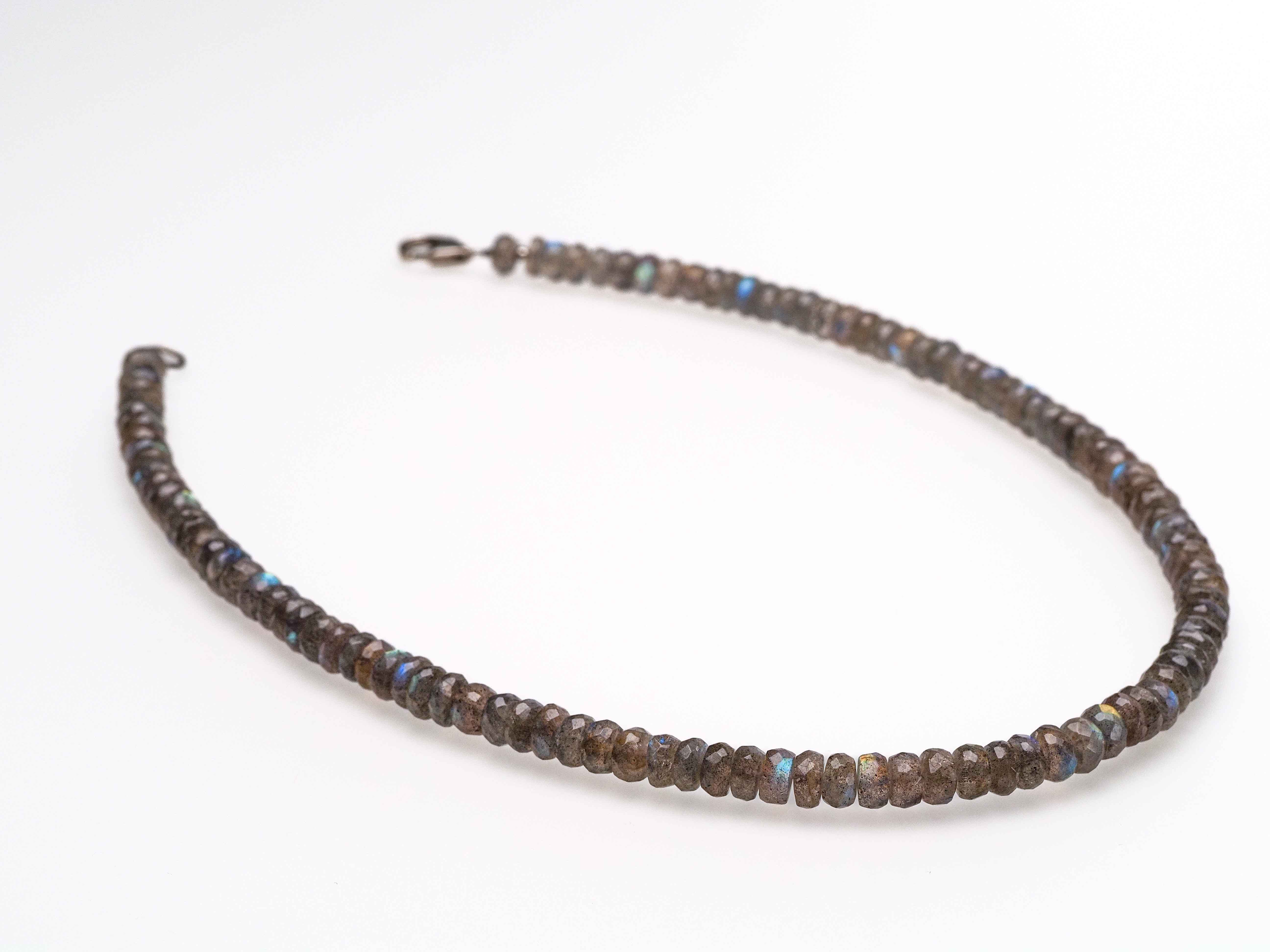 Labradorite necklace faceted 925 silver clasp