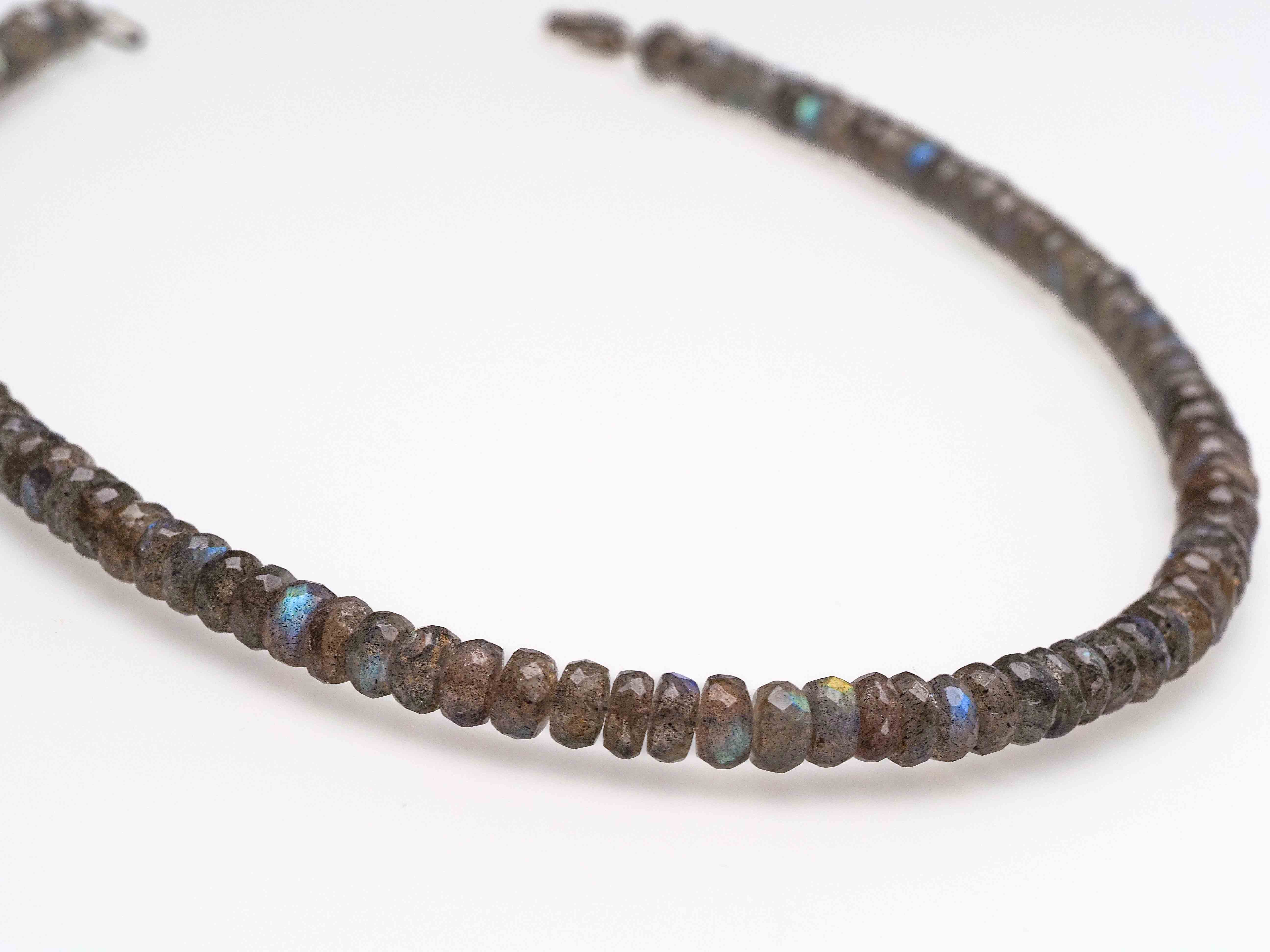 Labradorite necklace faceted 925 silver clasp
