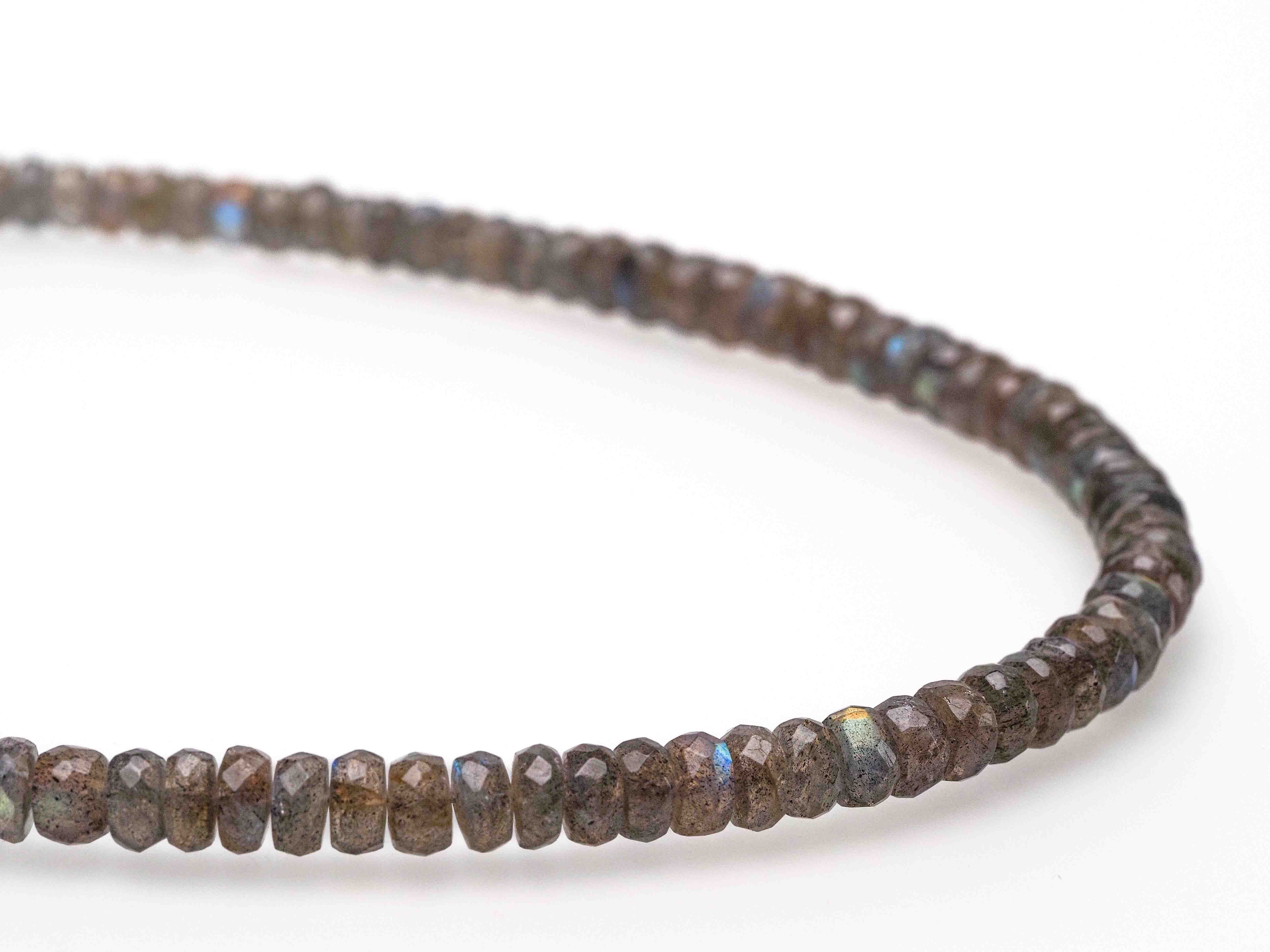 Kurze Labradorit Kette facettiert 925 Silber Verschluss - elstardesign