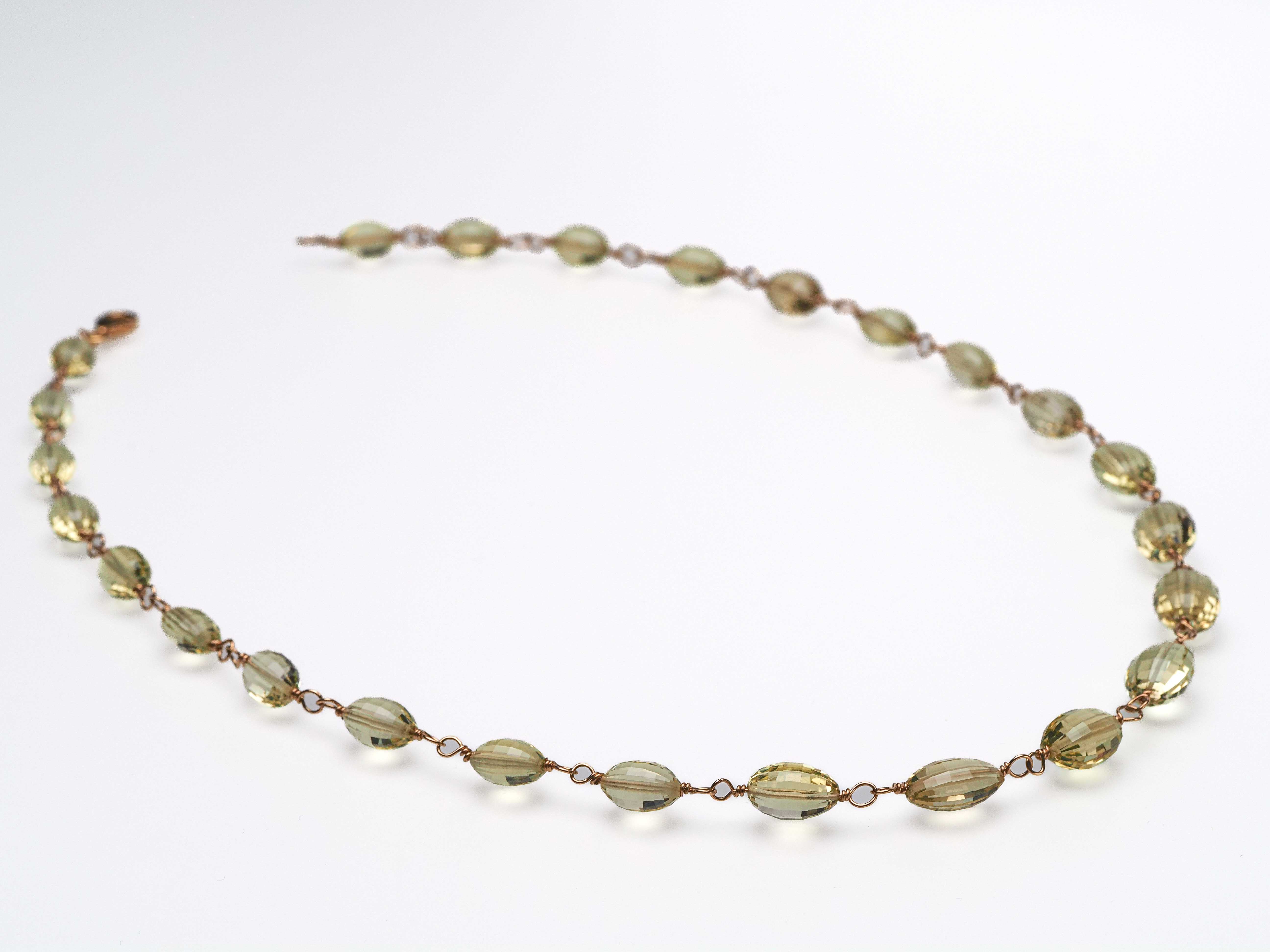 Citrin Rosenkranz Kette Lemon Quarz goldfilled Draht - elstardesign