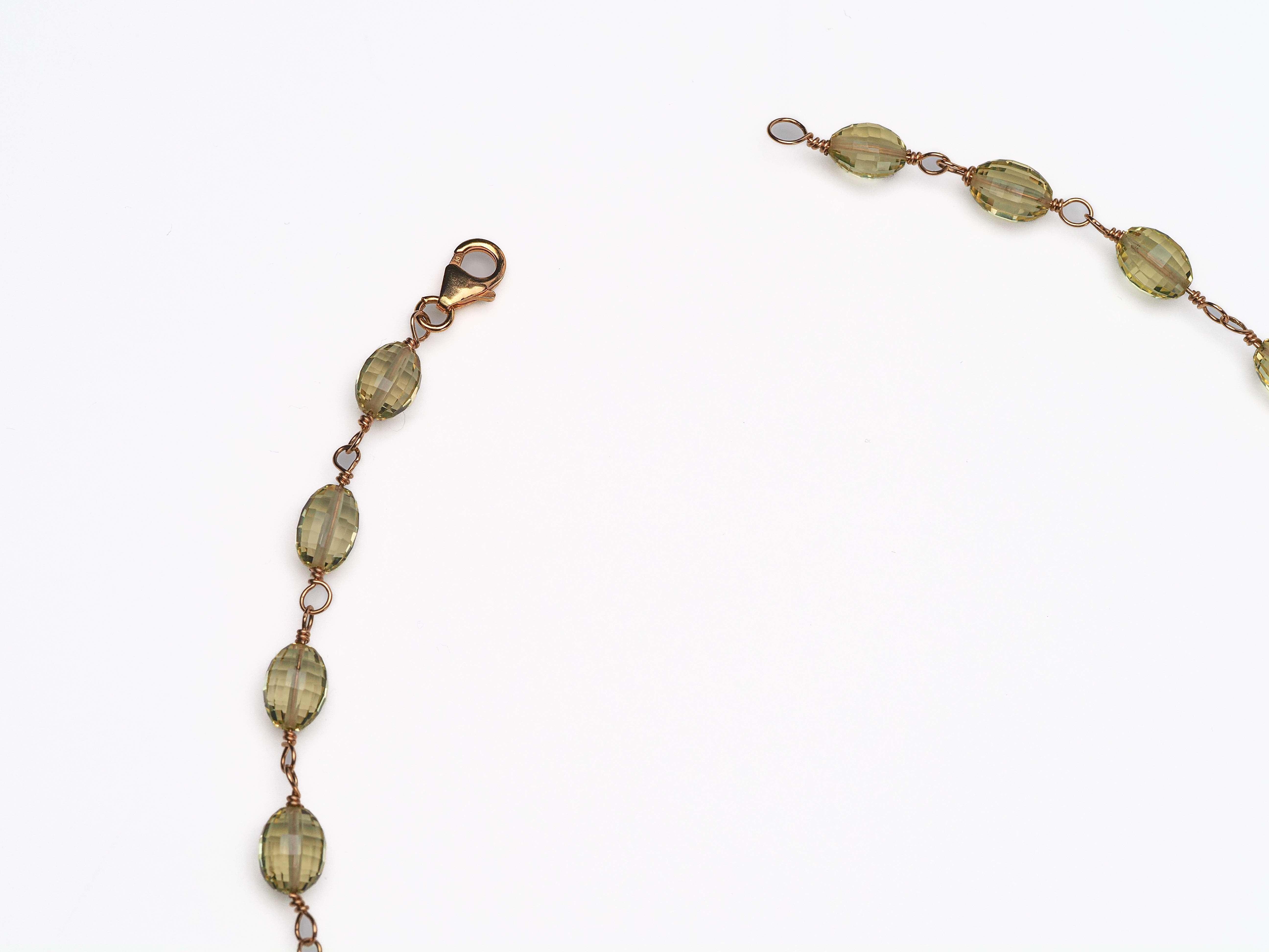 Citrin Rosenkranz Kette Lemon Quarz goldfilled Draht - elstardesign