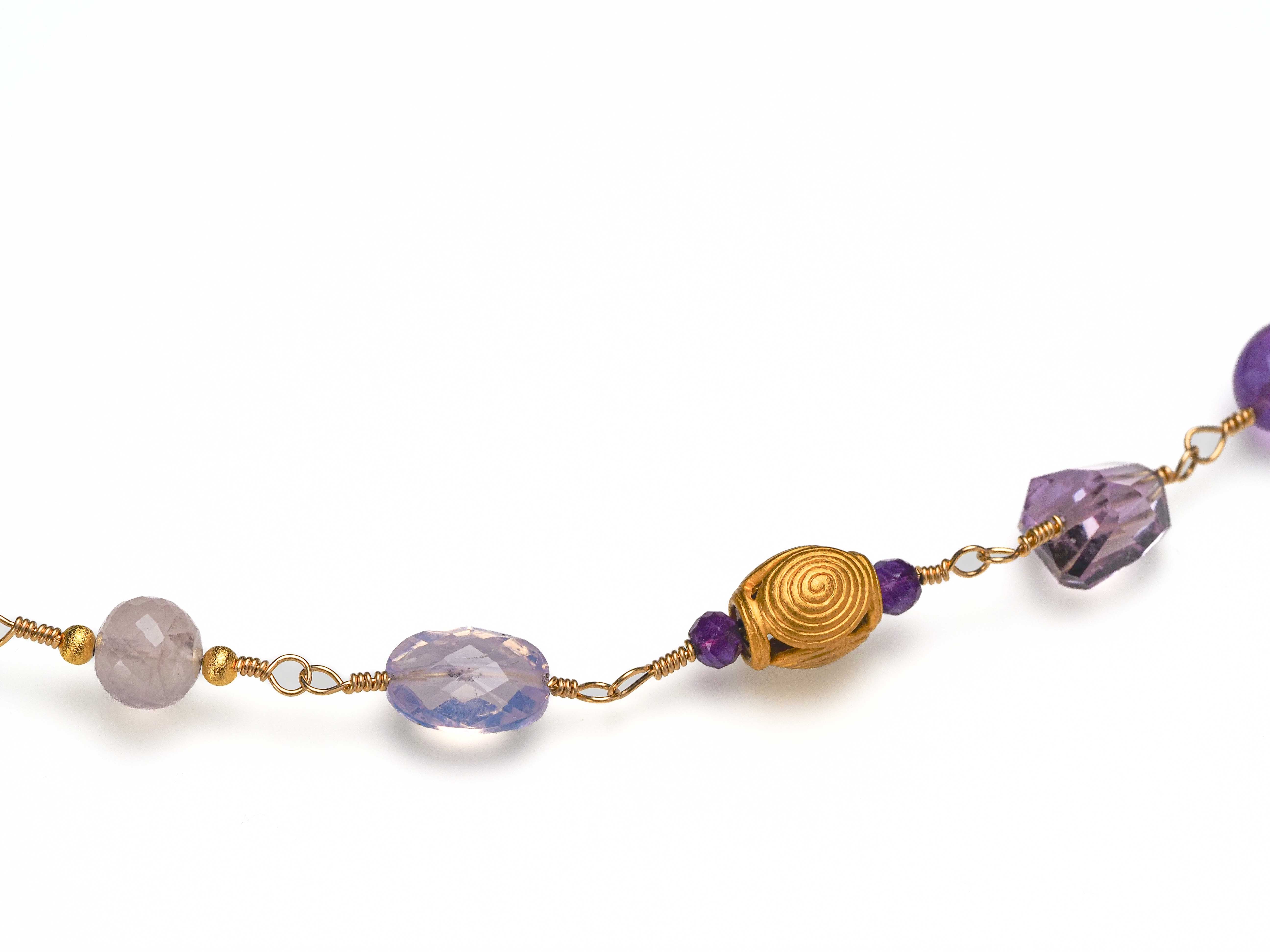 Rosenkranz Kette mit bunten Edelsteinen Gold filled Rosary Halskette AAA Qualität - elstardesign
