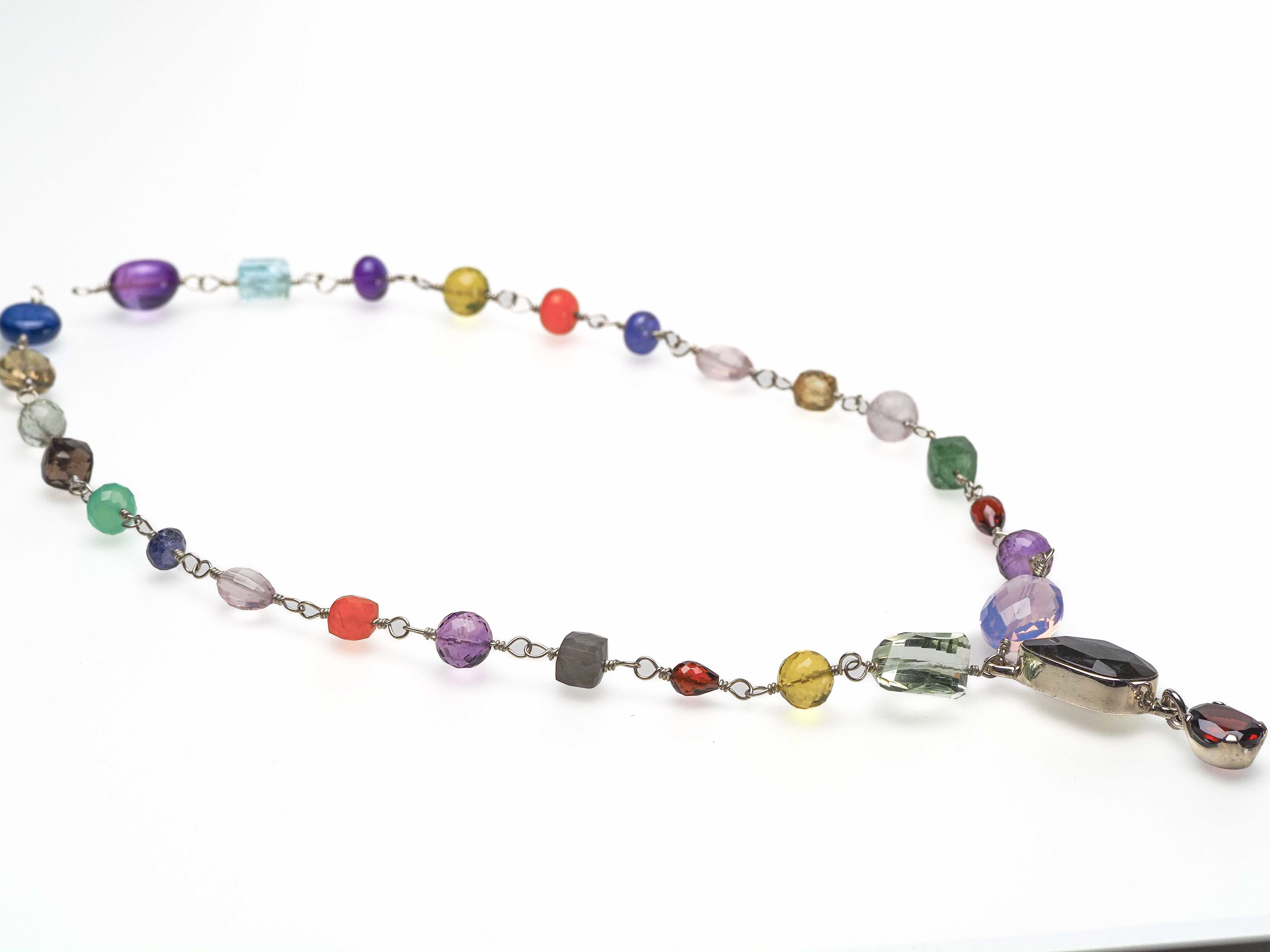 Labradorit Anhänger mit bunter Edelstein Kette - elstardesign