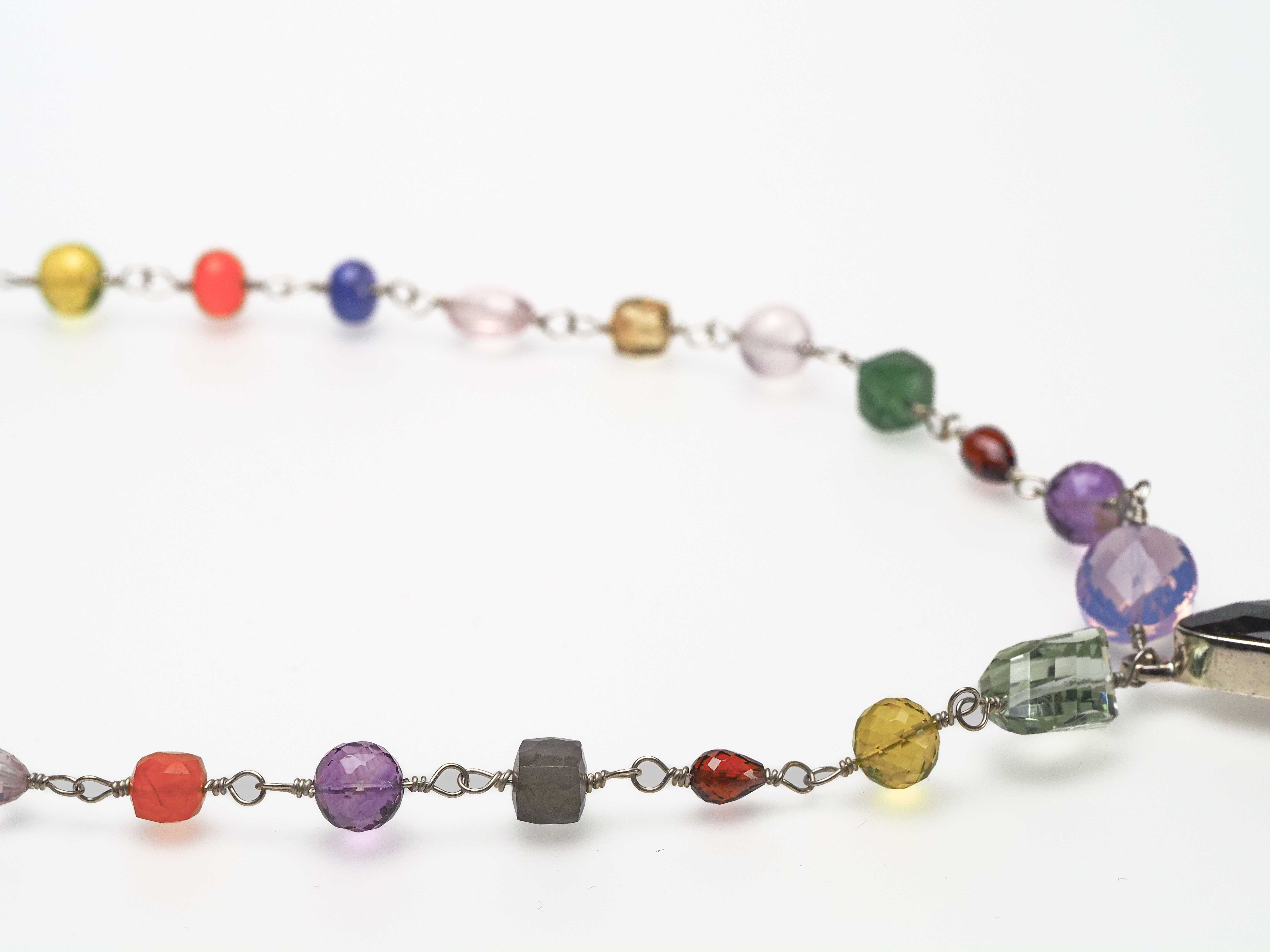 Labradorit Anhänger mit bunter Edelstein Kette - elstardesign