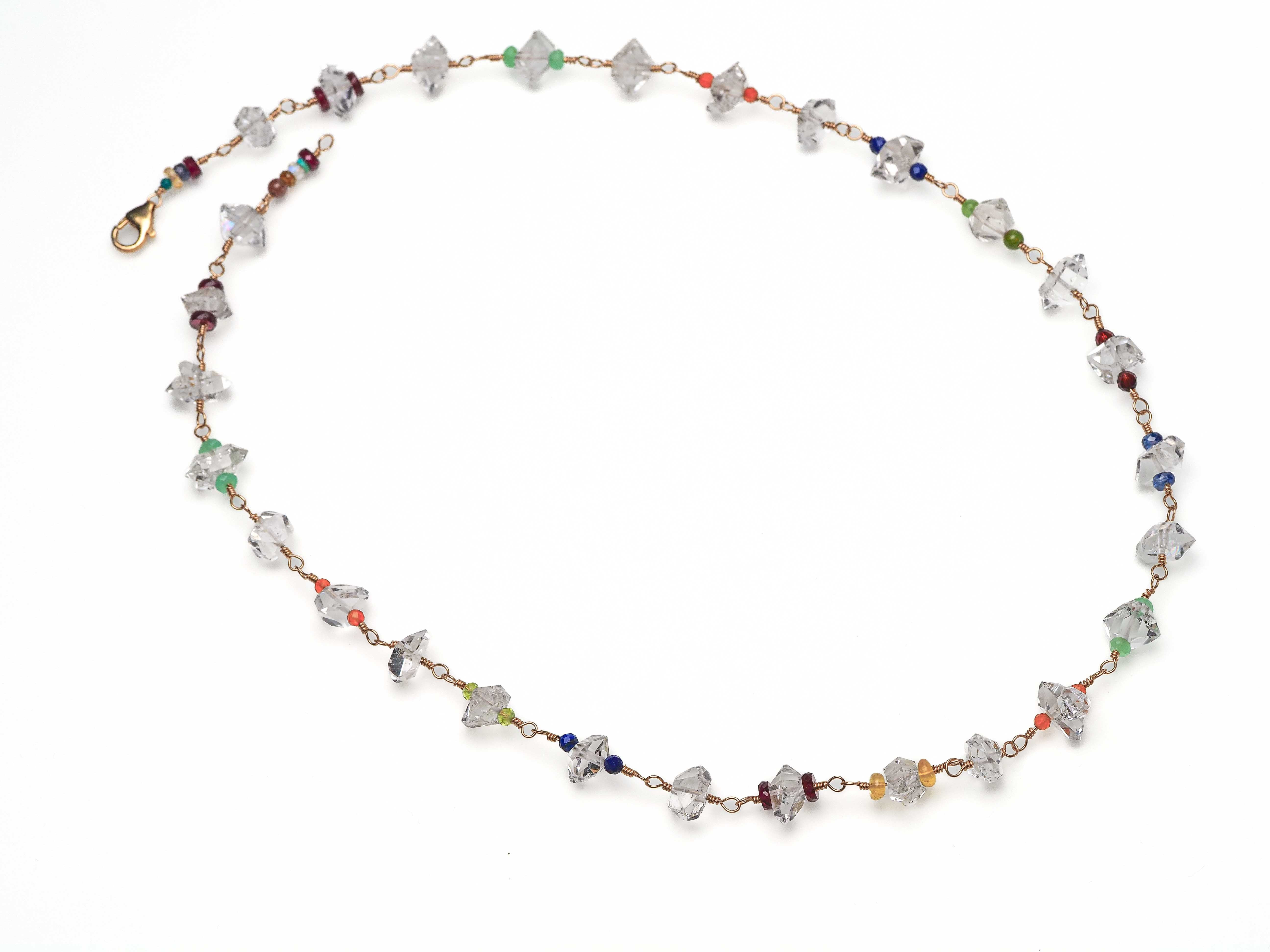 bunte Herkimer Diamant Rosenkranz Kette Bergkristall - elstardesign