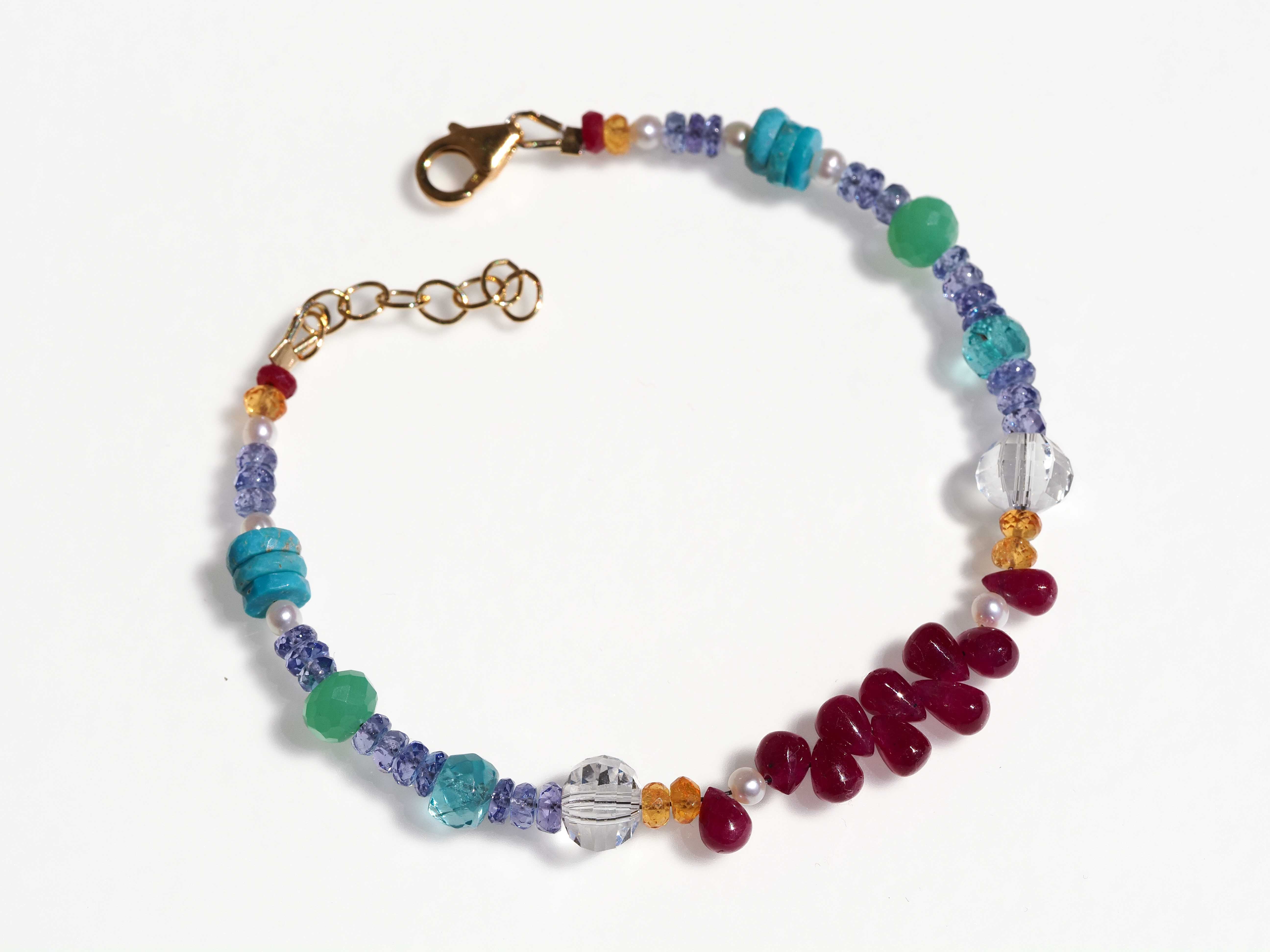 Farbintensives Edelstein Armband echt gold filled