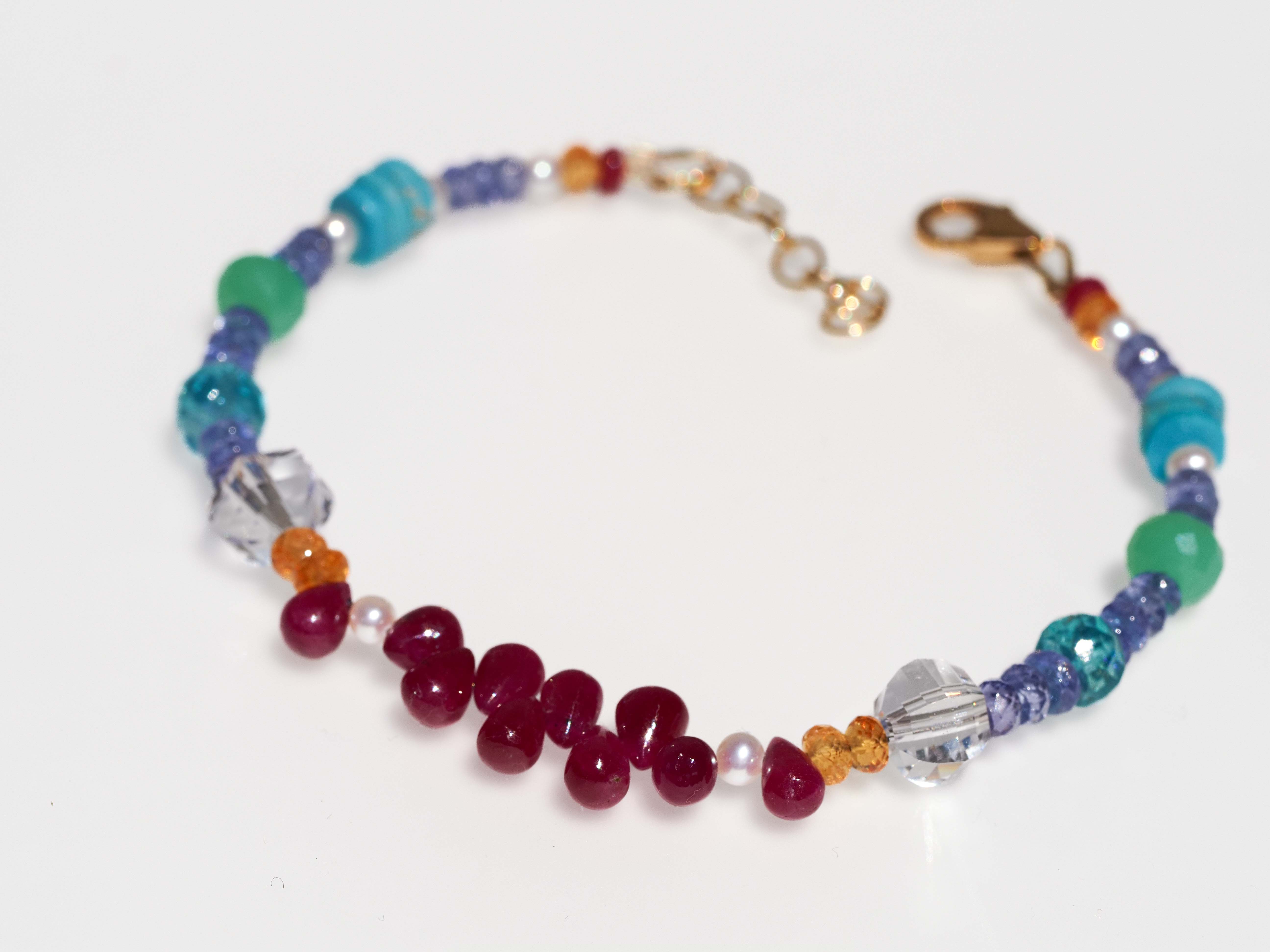 Farbintensives Edelstein Armband echt gold filled