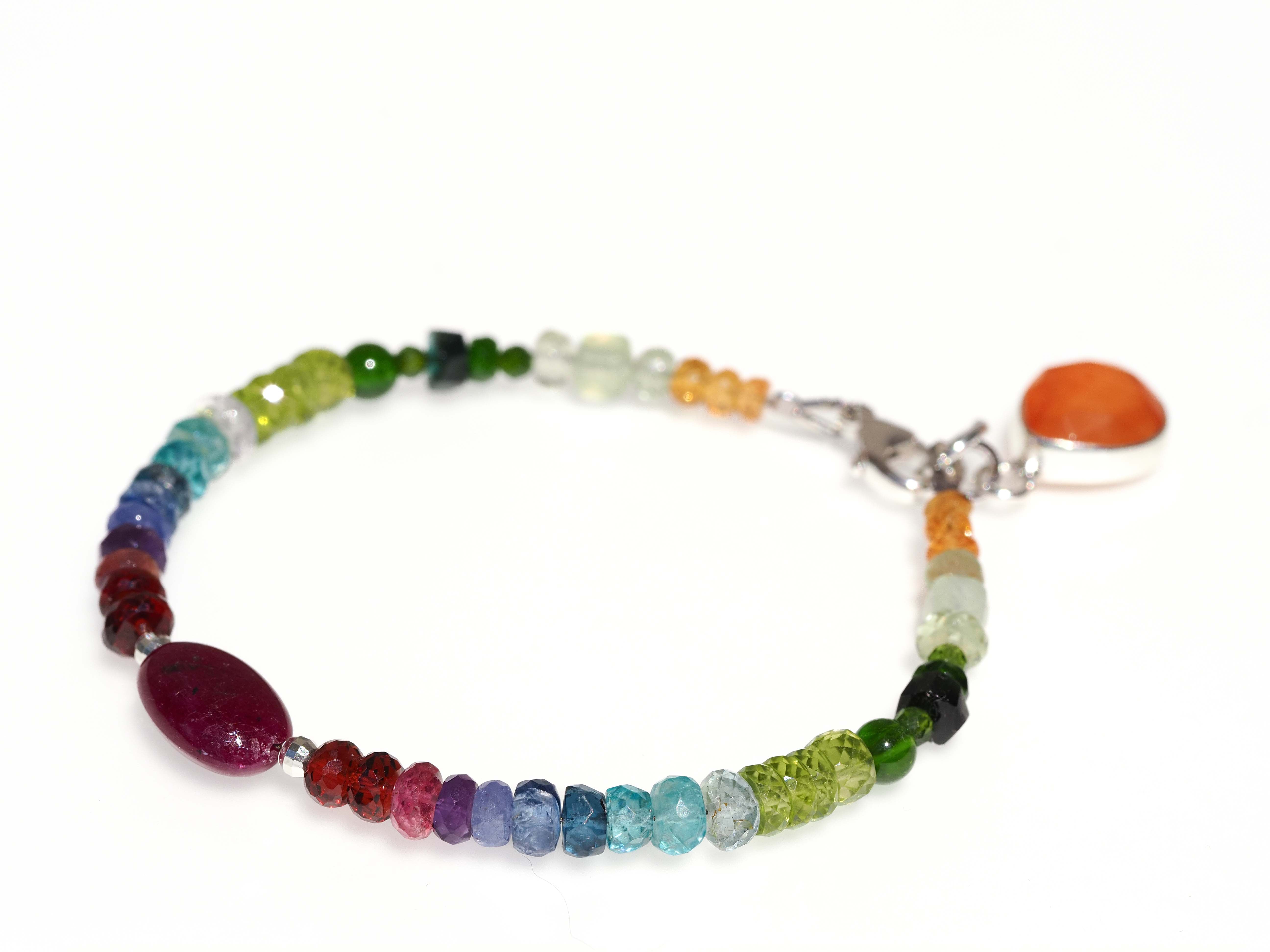 Farbintensives Edelstein Armband Multi Color – 925 Silber